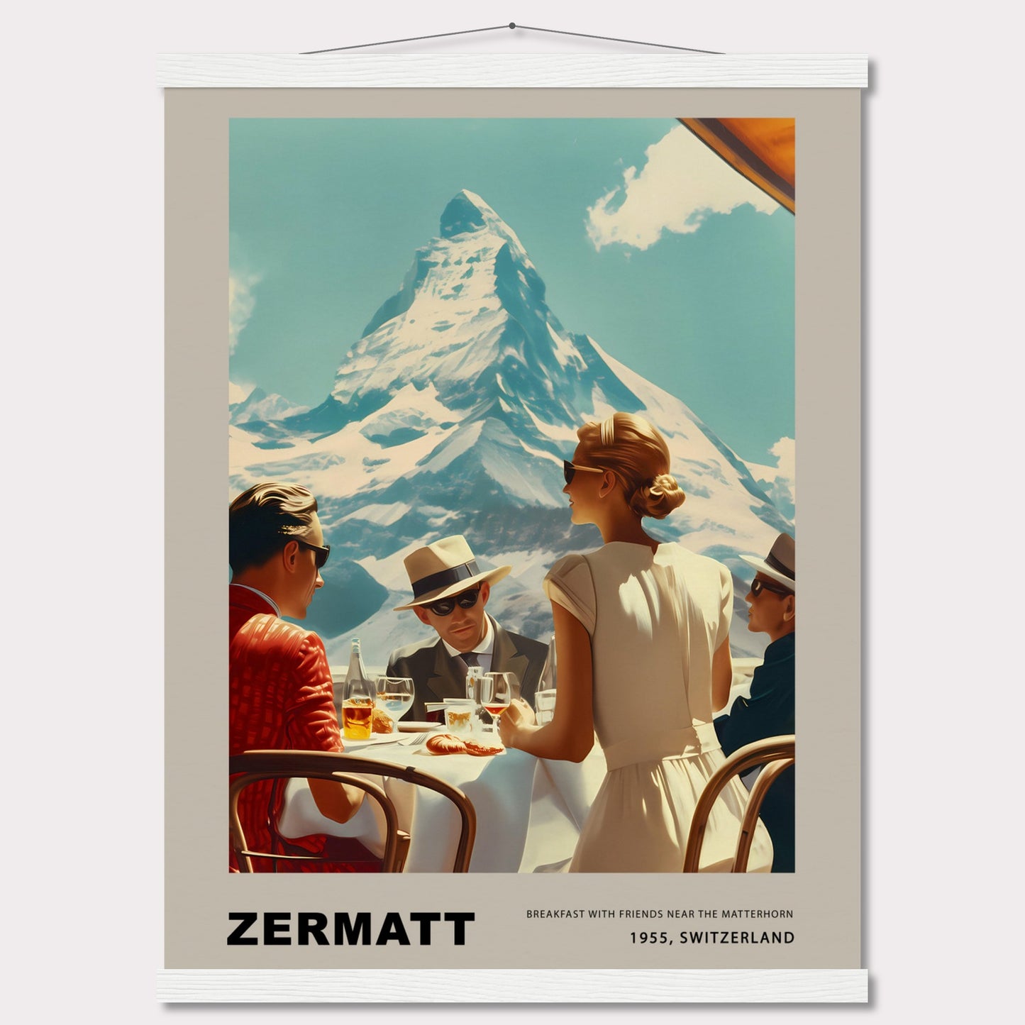 Poster titled 'Breakfast in Zermatt with Hanger' from ArtDarts