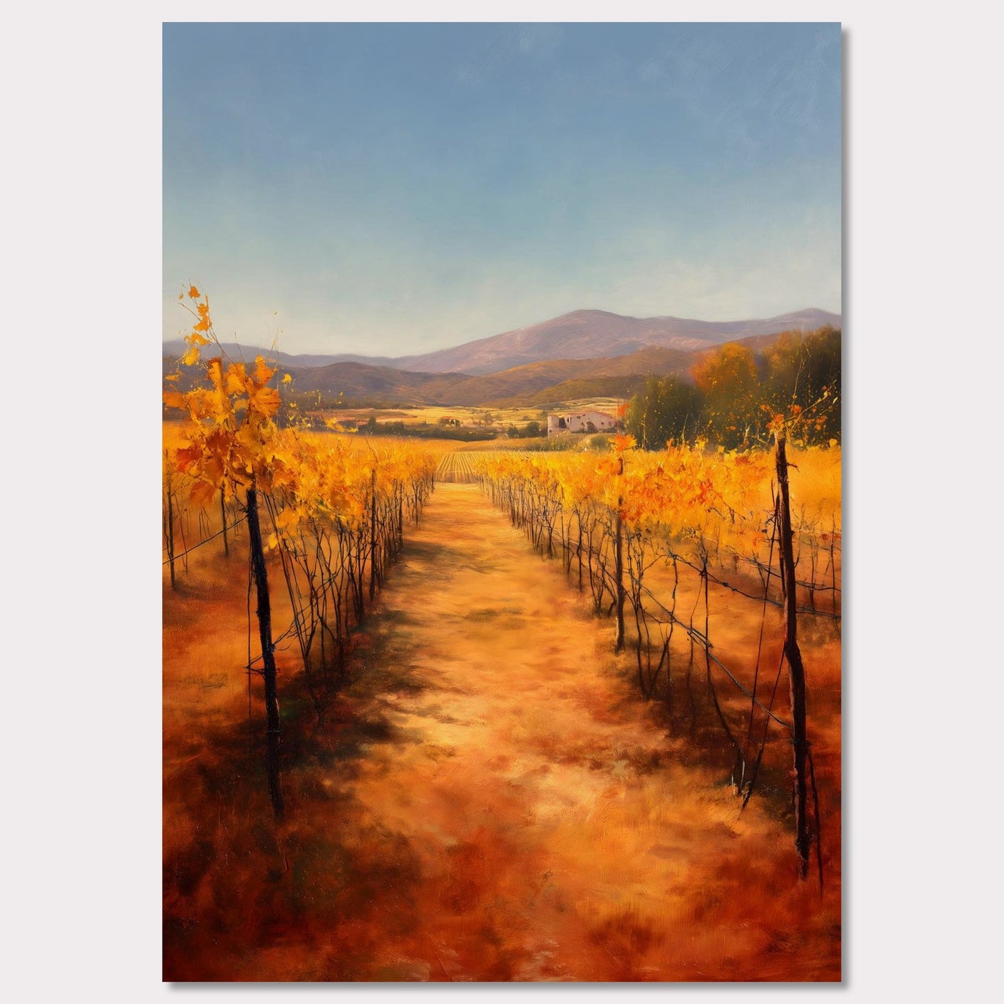 Poster titled 'Golden Rows, Autumn Vines' from ArtDarts