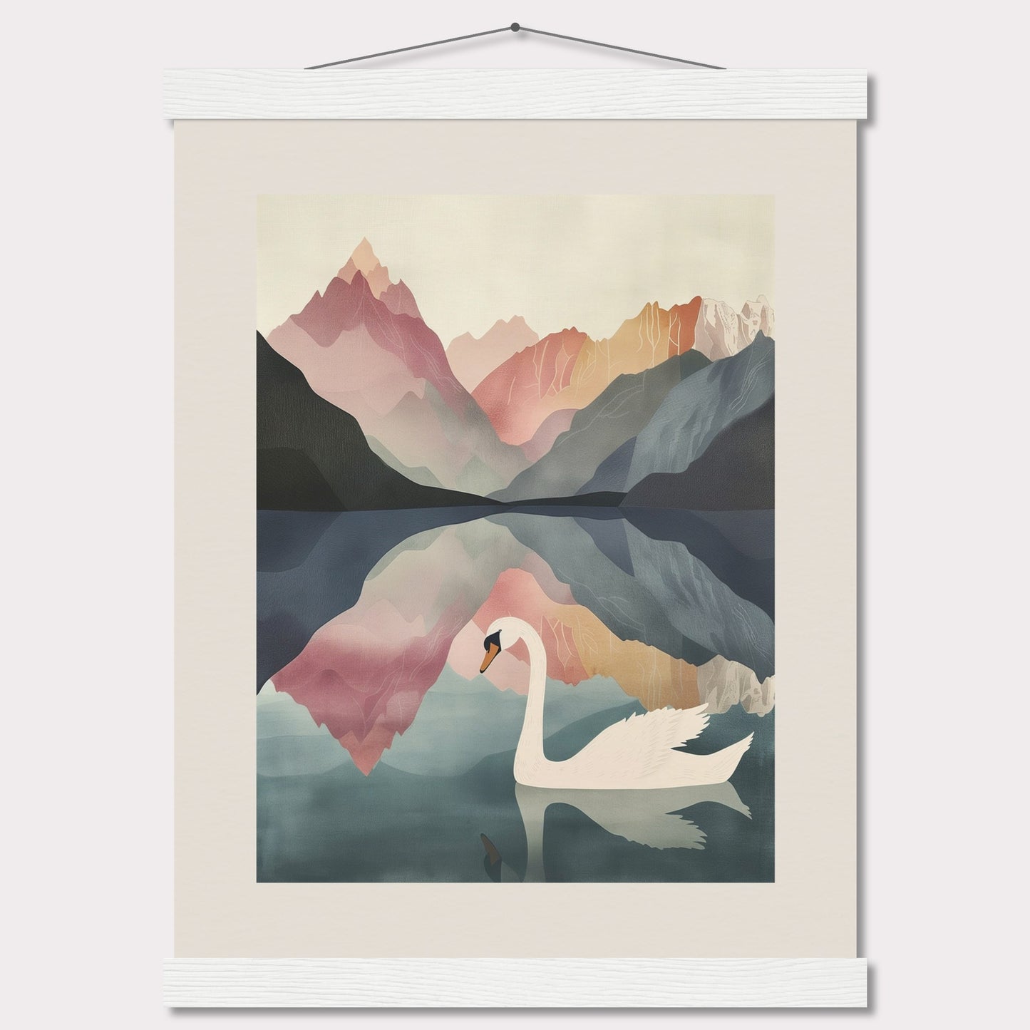 Poster titled 'White Swan on the Lake Geneva with Hanger' from ArtDarts