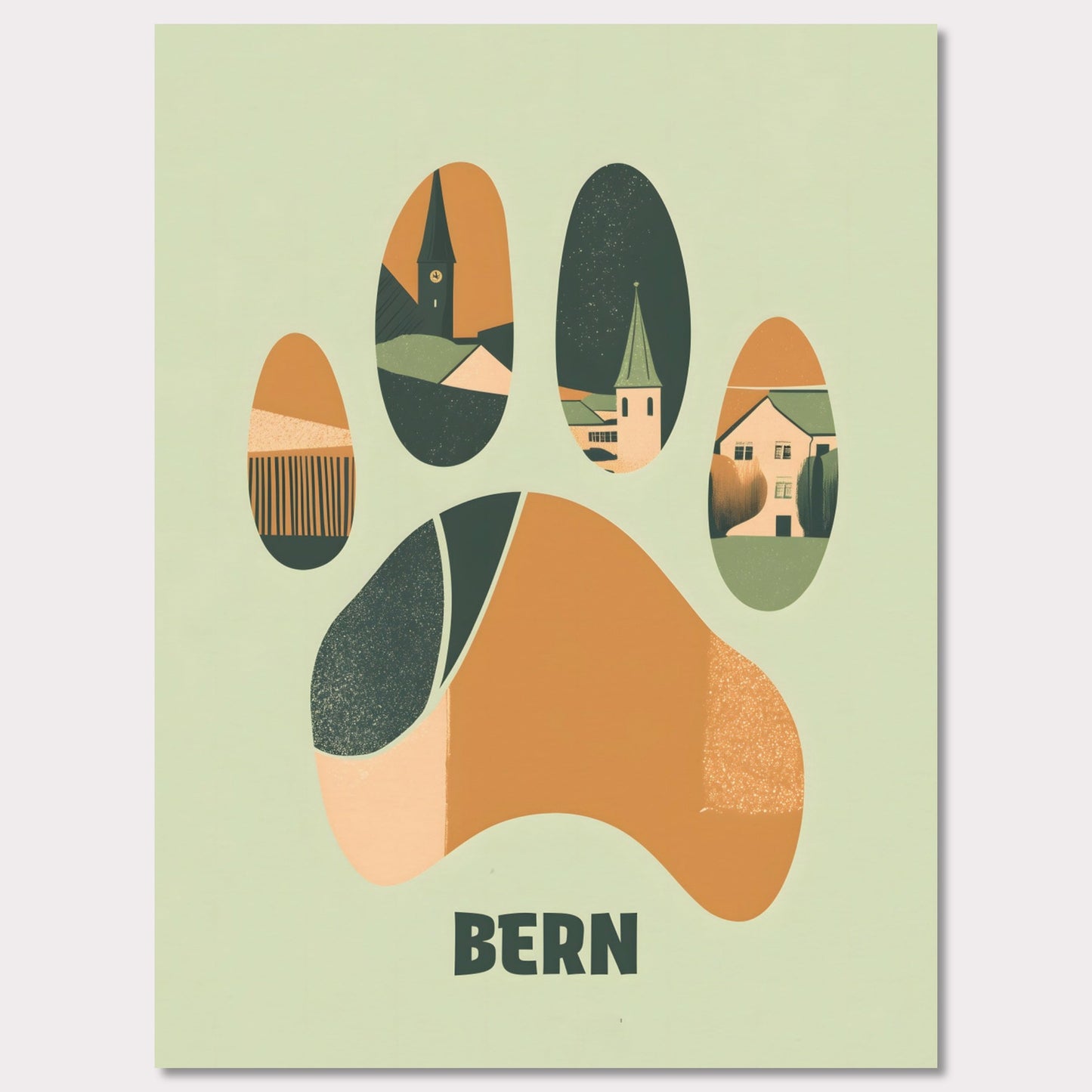 Poster titled 'Bern: Footprints of Tradition' from ArtDarts