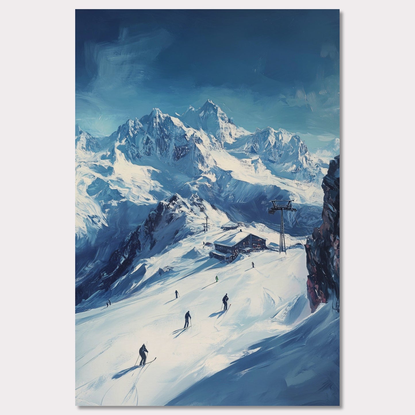Poster titled 'Skiing the Alps - Adventure Awaits' from ArtDarts