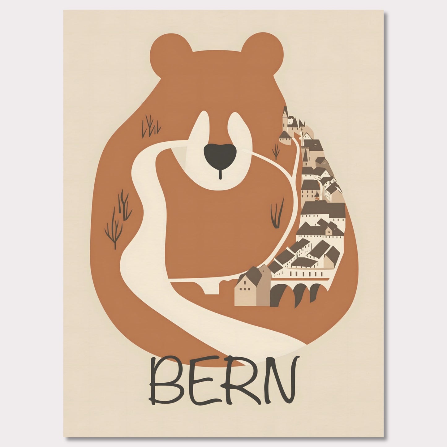 Poster titled 'Bern: The Bear’s Embrace' from ArtDarts