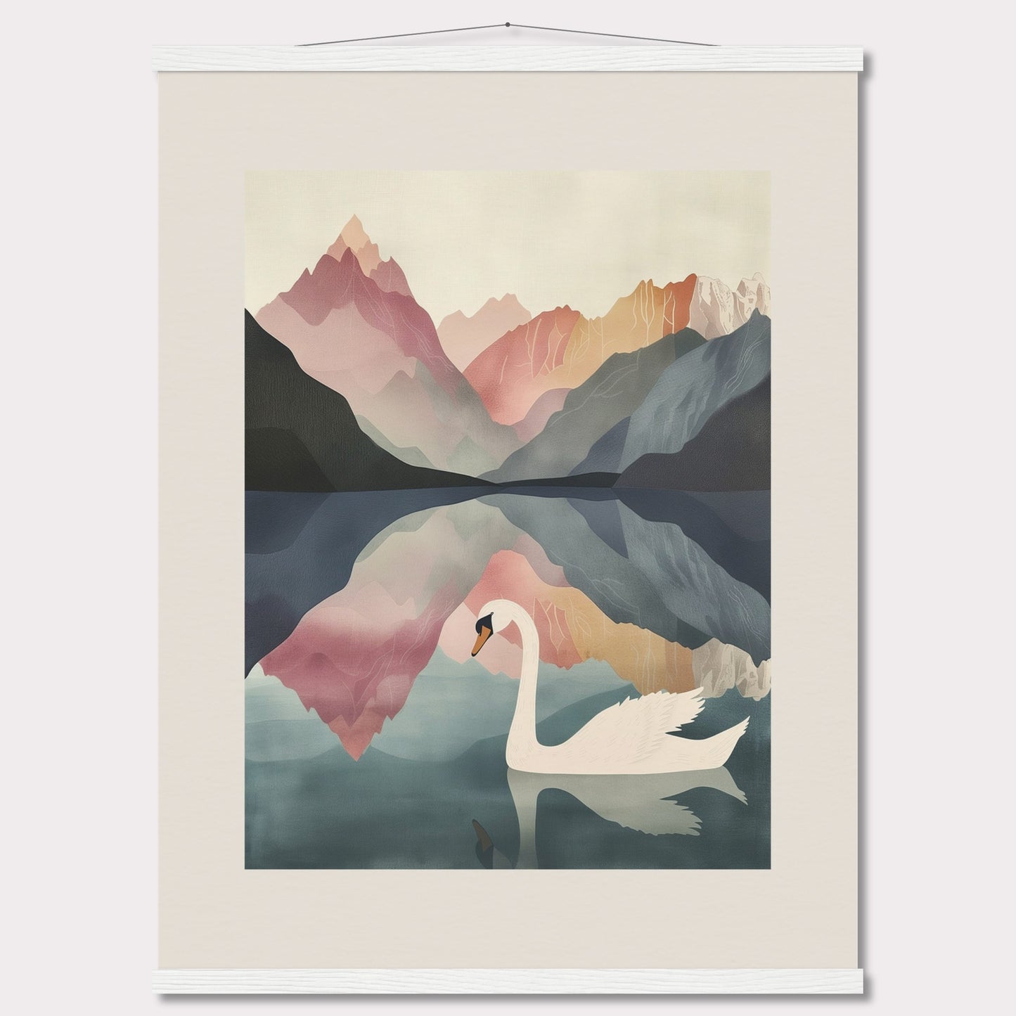 Poster titled 'White Swan on the Lake Geneva with Hanger' from ArtDarts