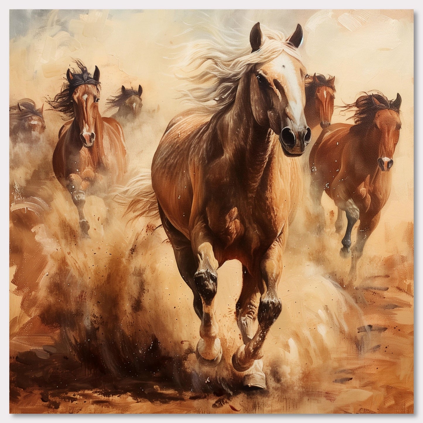 Poster titled 'Horses running on the steppe' from ArtDarts