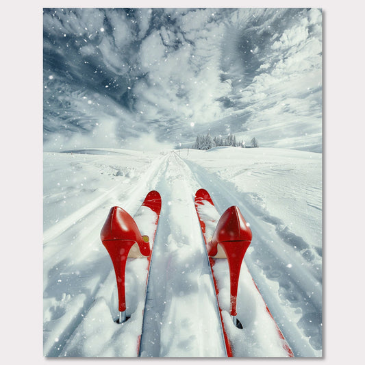 Poster titled 'High Heels, High Thrills' from ArtDarts