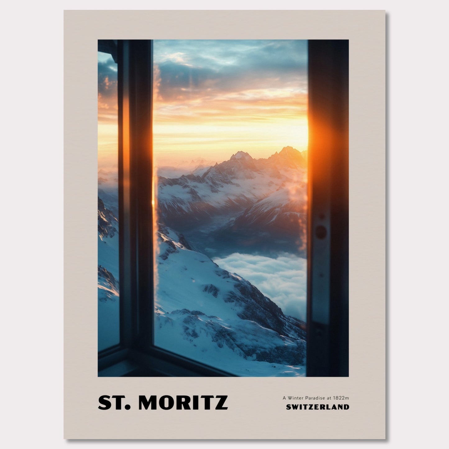 Poster titled 'ST. MORITZ. A Winter Paradise at 1822' from ArtDarts