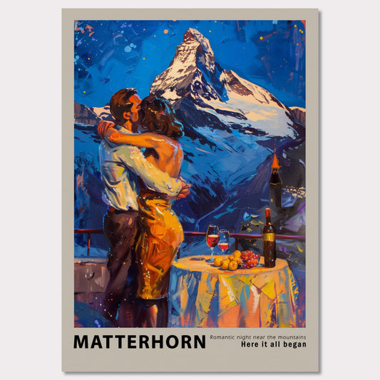 Poster titled 'Romantic dinner near the Matterhorn Poster' from ArtDarts