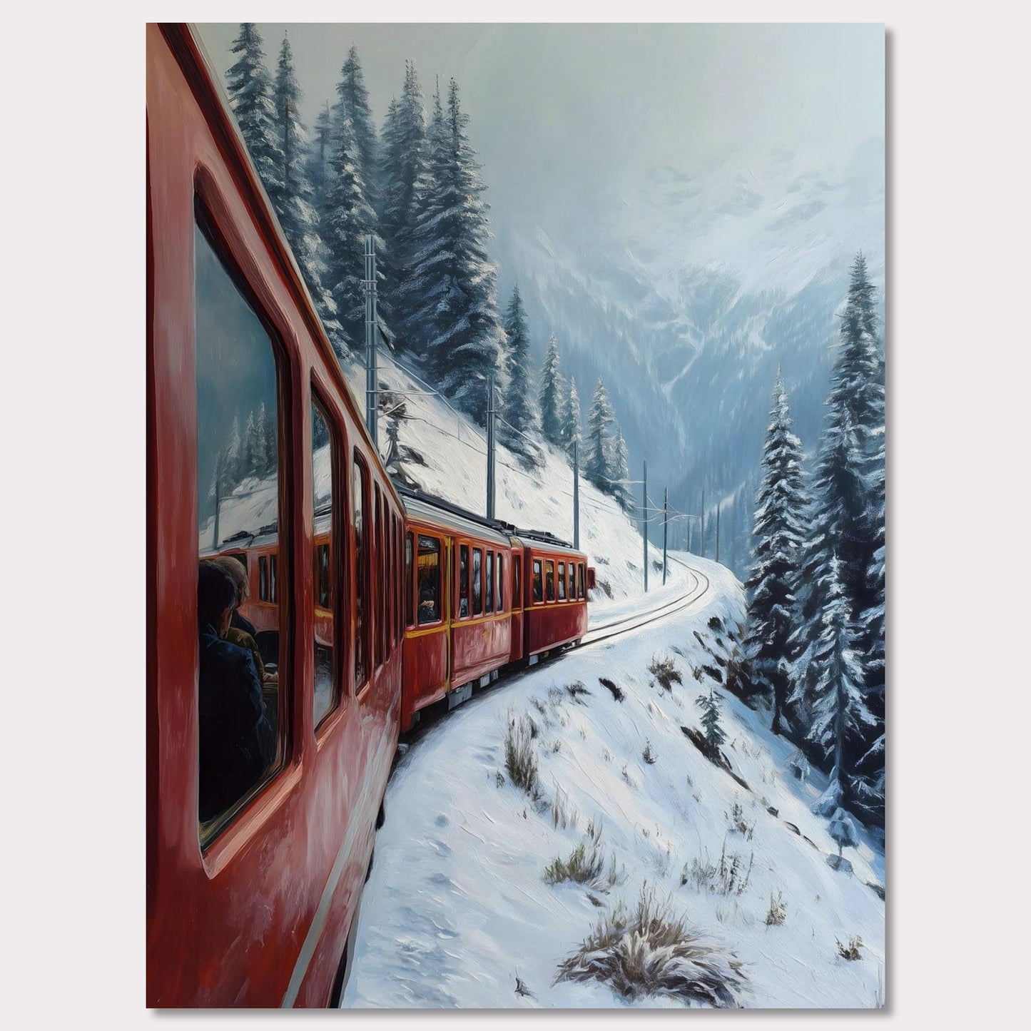 Poster titled 'Red Train, White Curve' from ArtDarts