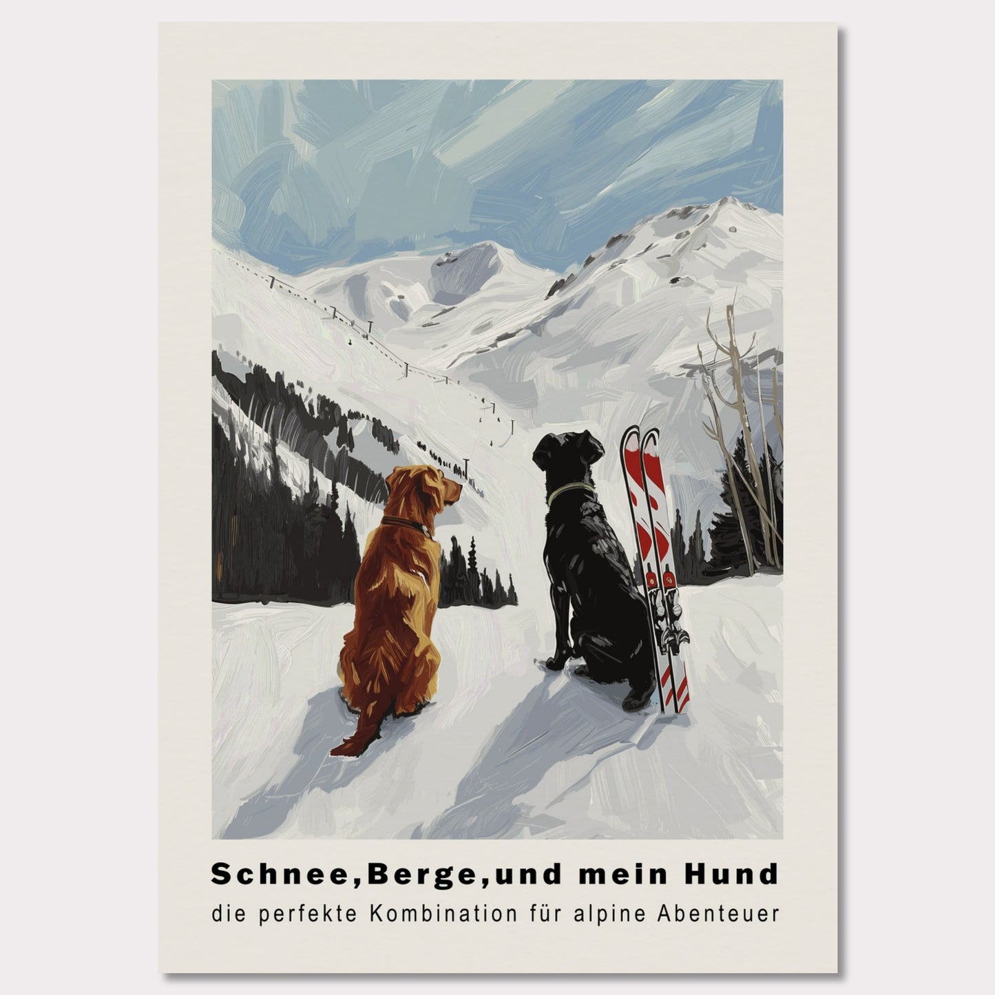 Poster titled 'Snow. Mountains And my dog Poster' from ArtDarts