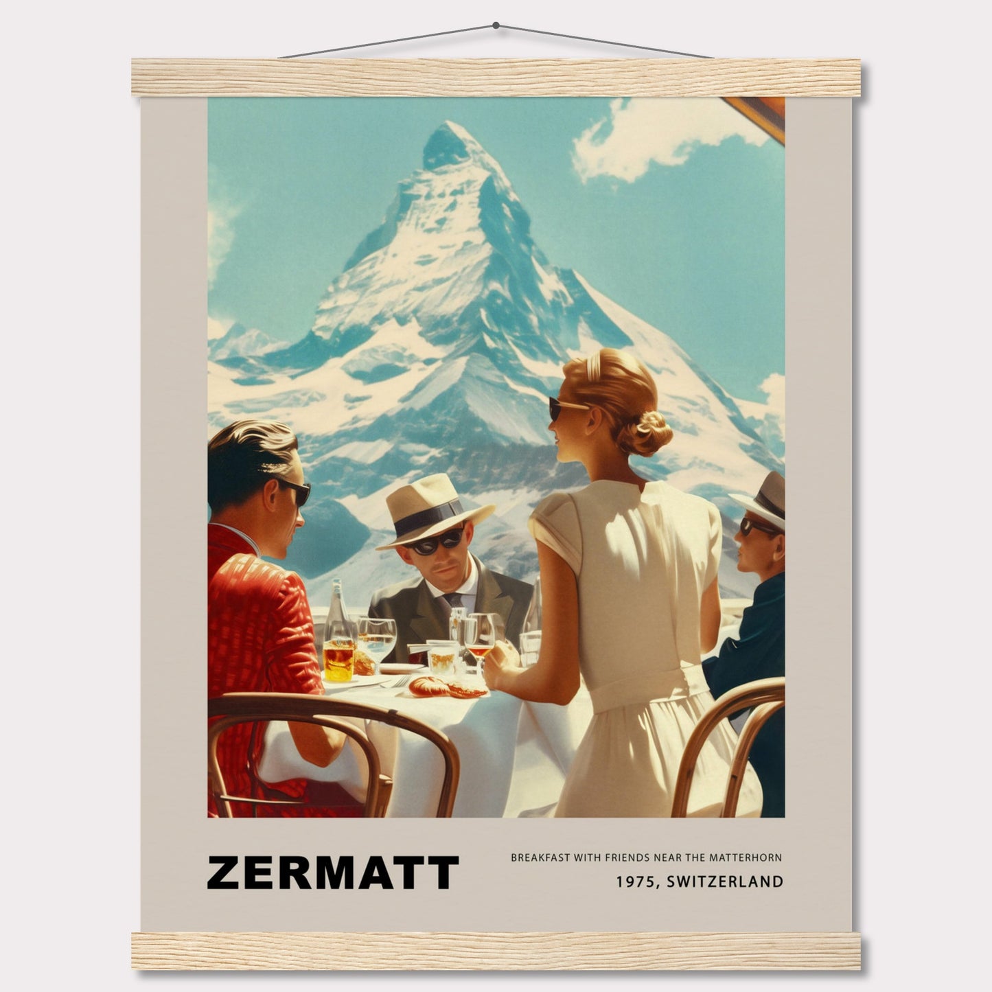 Poster titled 'Breakfast in Zermatt with Hanger' from ArtDarts