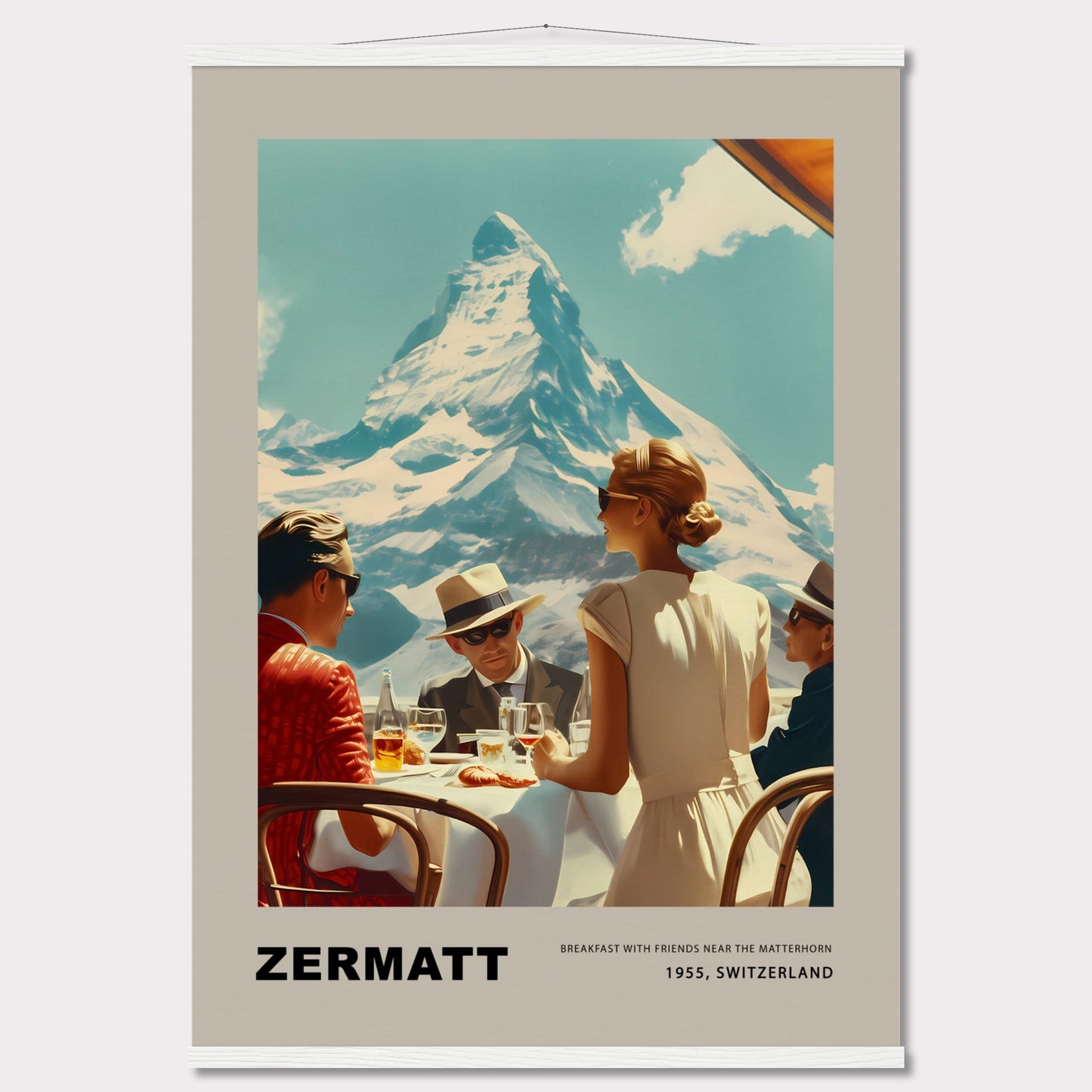 Poster titled 'Breakfast in Zermatt with Hanger' from ArtDarts