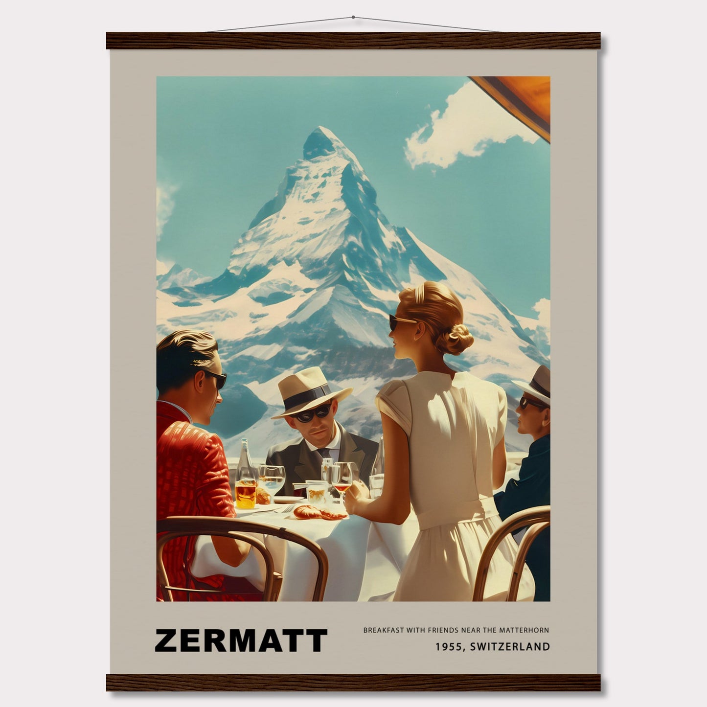 Poster titled 'Breakfast in Zermatt with Hanger' from ArtDarts