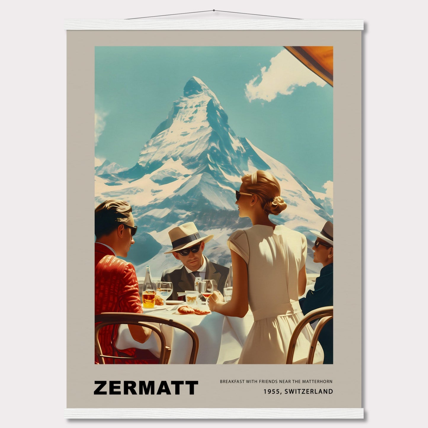 Poster titled 'Breakfast in Zermatt with Hanger' from ArtDarts
