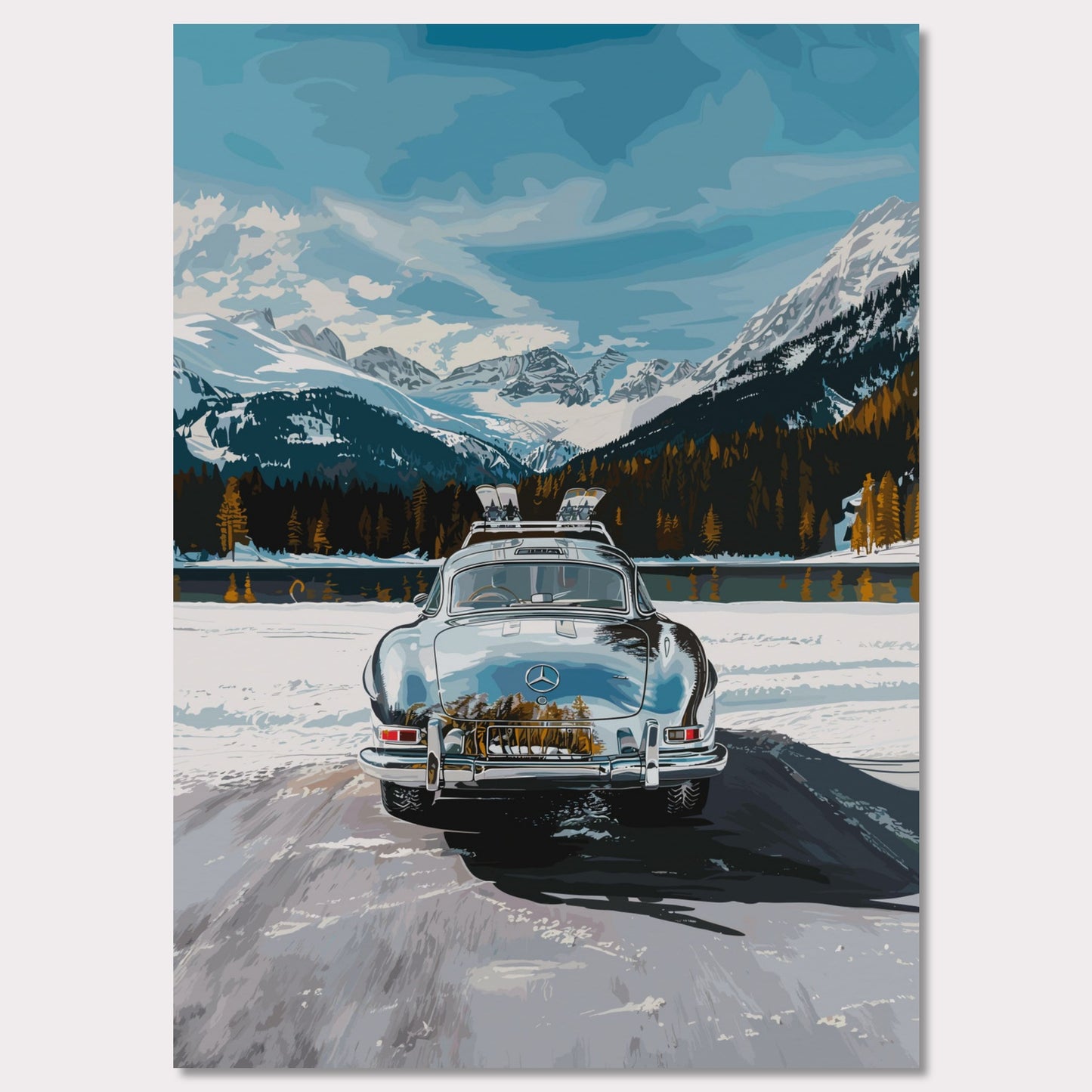 Poster titled 'Mercedes on Ice St Moritz Poster' from ArtDarts