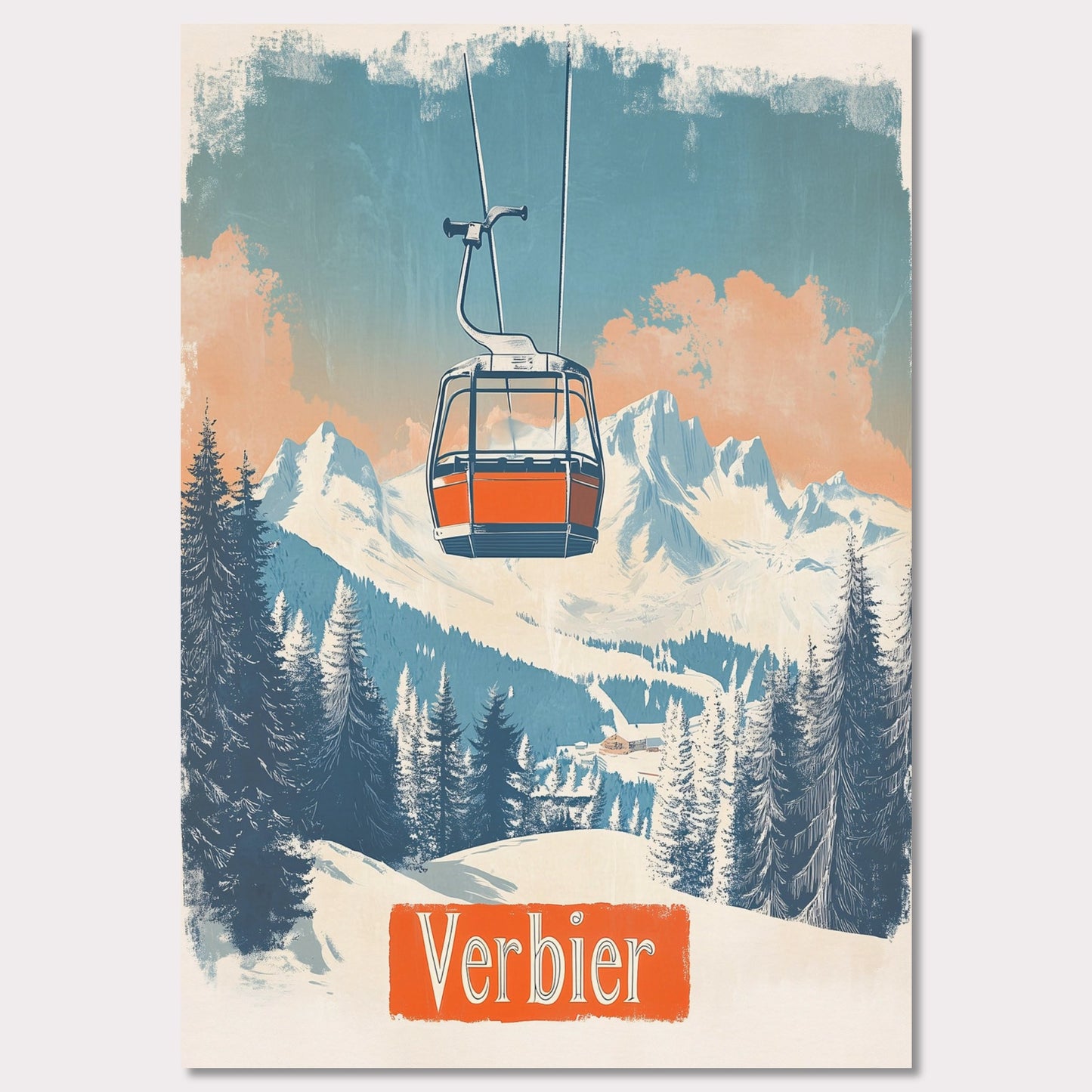 Poster titled 'Verbier - Gondola Heights' from ArtDarts