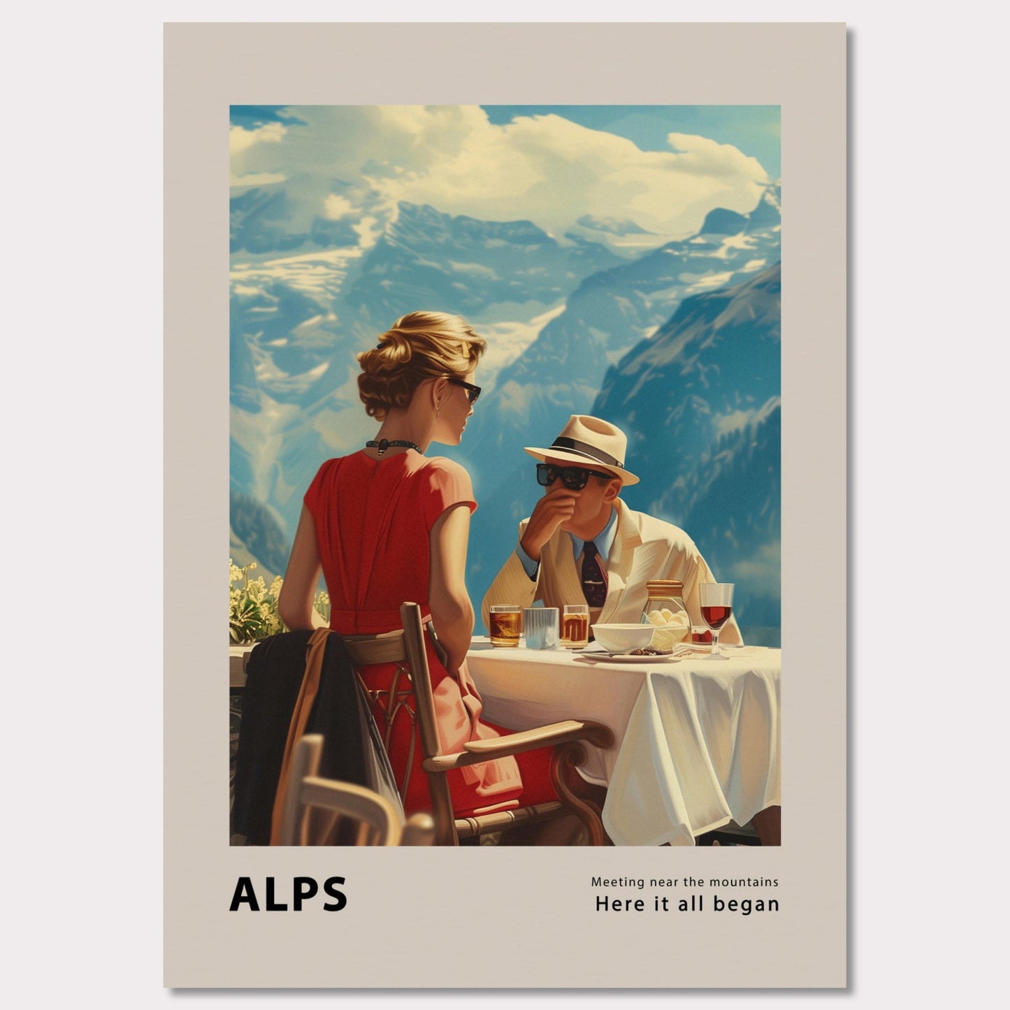 Poster titled 'Meeting by the mountains Poster' from ArtDarts