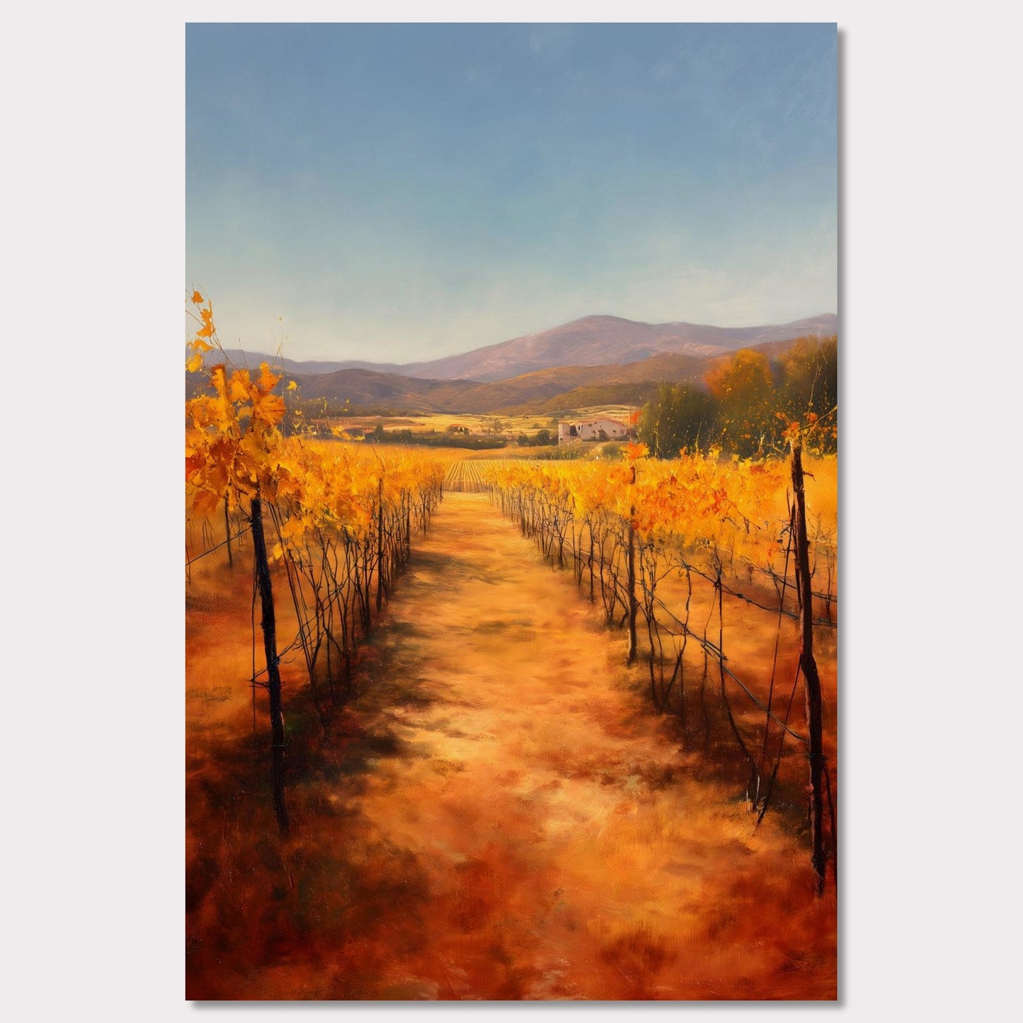Poster titled 'Golden Rows, Autumn Vines' from ArtDarts