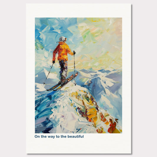 Poster titled 'Skier at the top of the Alps Poster' from ArtDarts