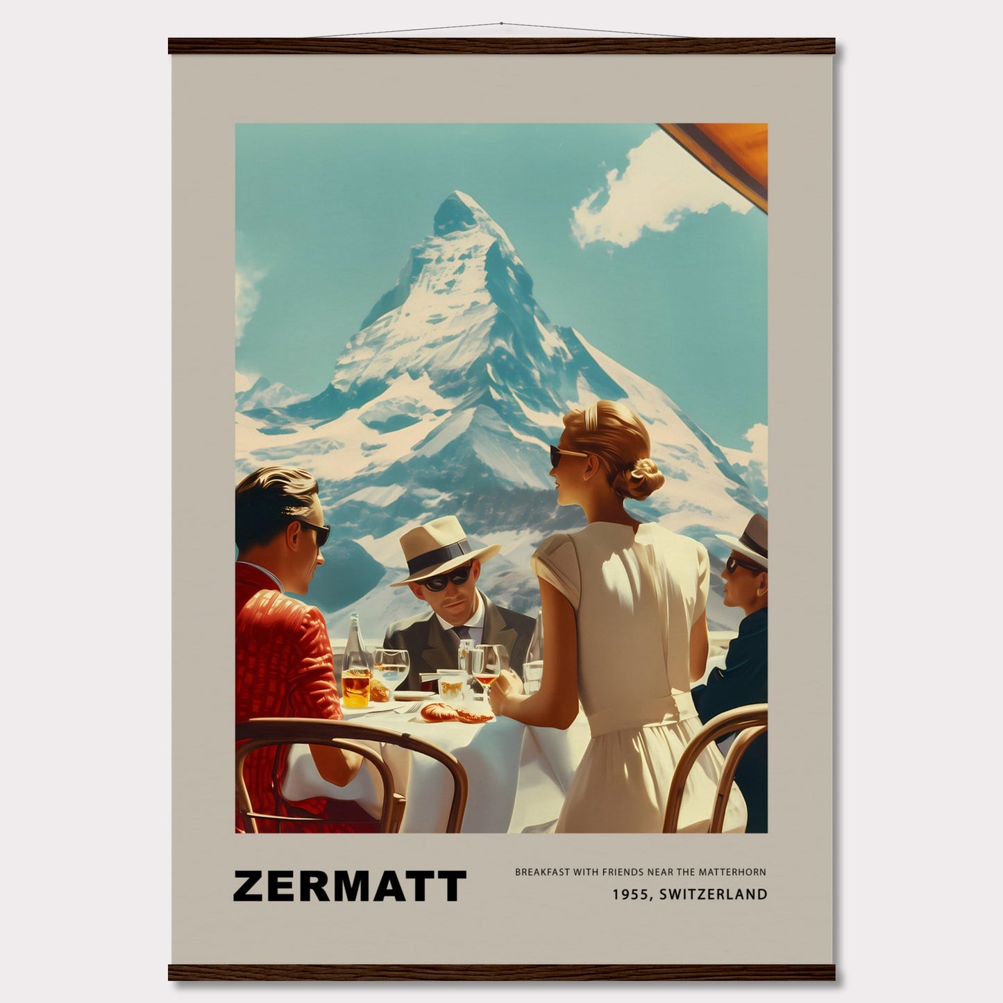 Poster titled 'Breakfast in Zermatt with Hanger' from ArtDarts