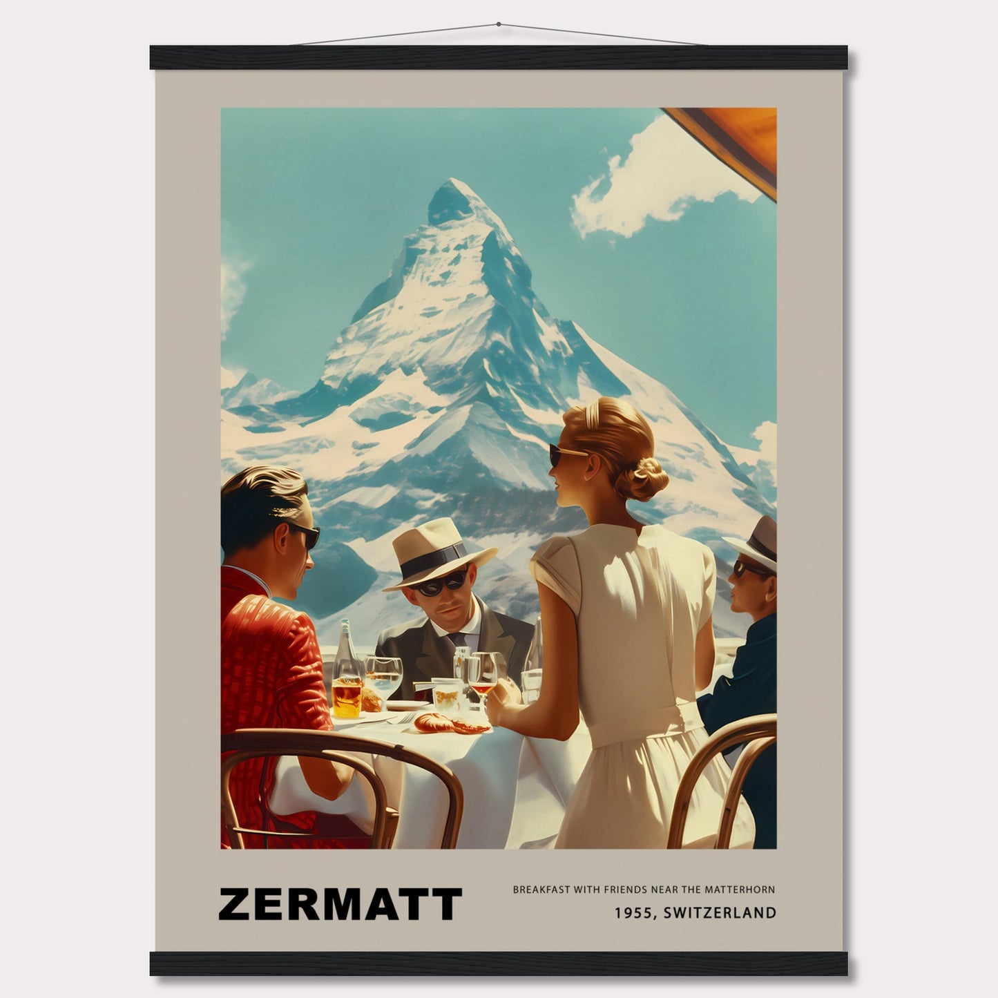 Poster titled 'Breakfast in Zermatt with Hanger' from ArtDarts