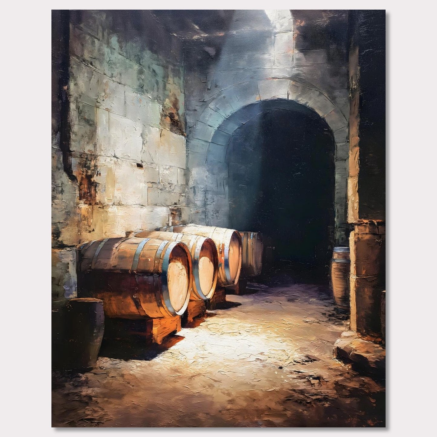 Poster titled 'Barrels Below, Alpine Cellar' from ArtDarts