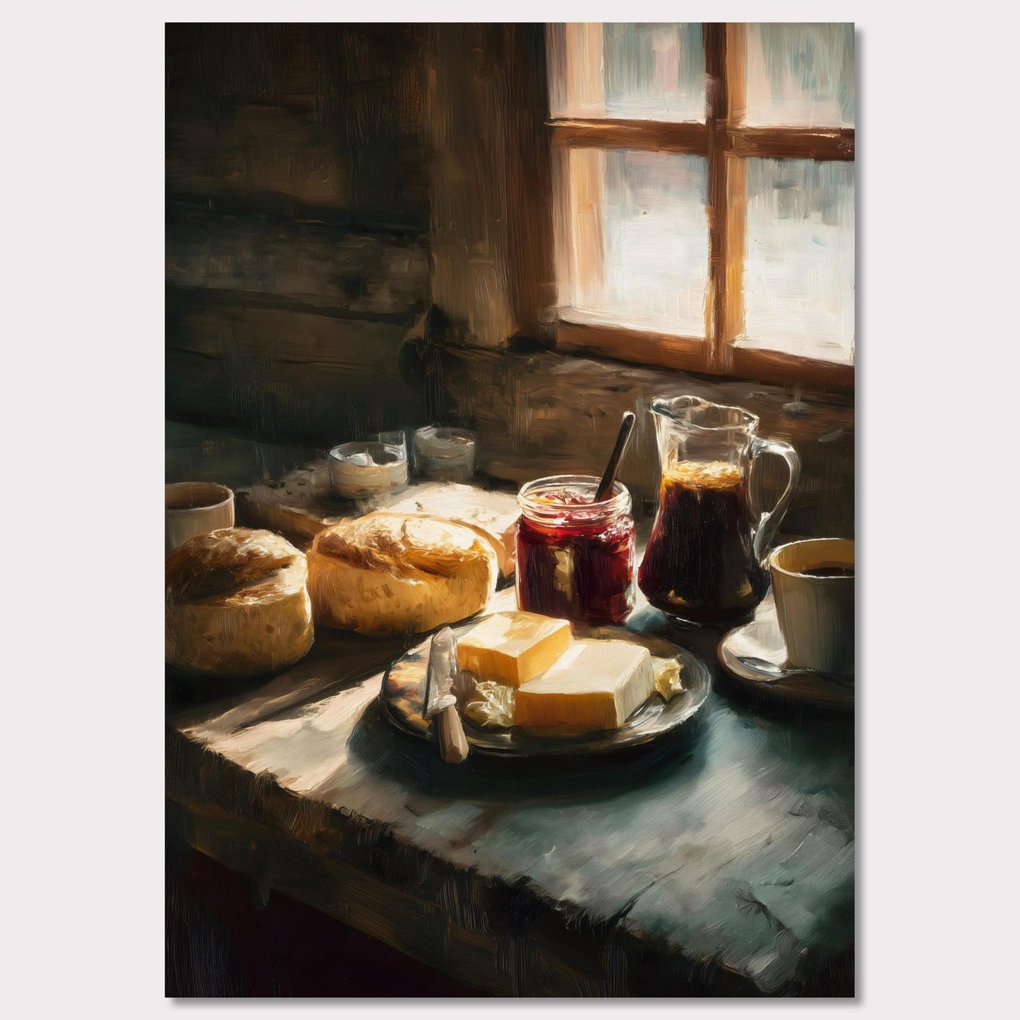 Poster titled 'Breakfast Still, Jar & Steam' from ArtDarts