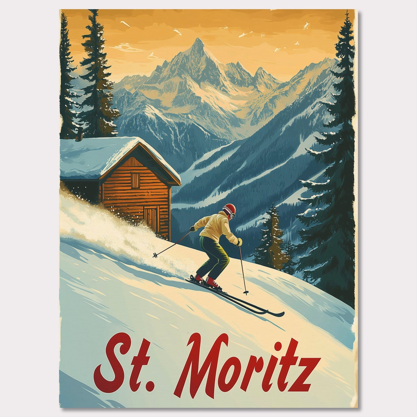 Poster titled 'St. Moritz - Alpine Skiing Adventure' from ArtDarts