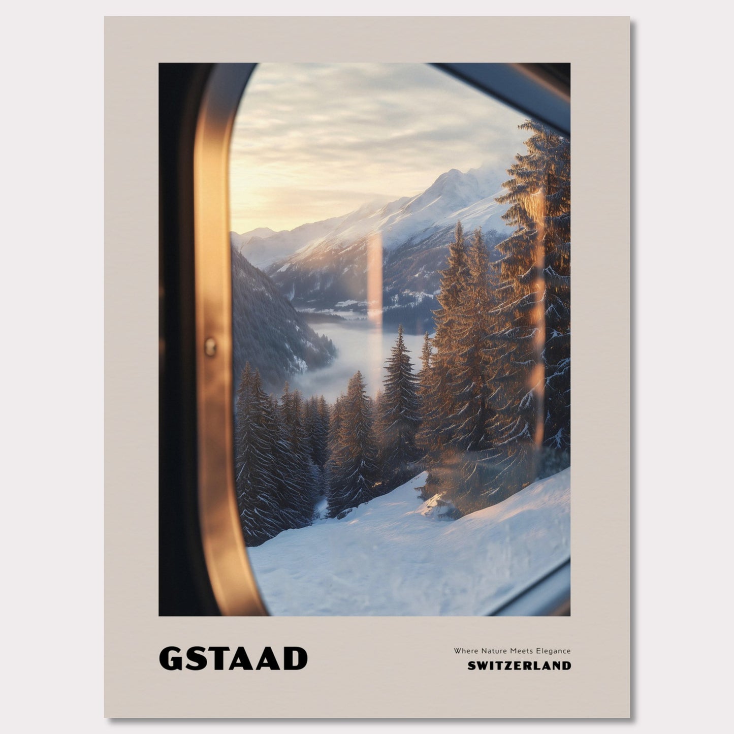 Poster titled 'GSTAAD. Where Nature Meets Elegance' from ArtDarts