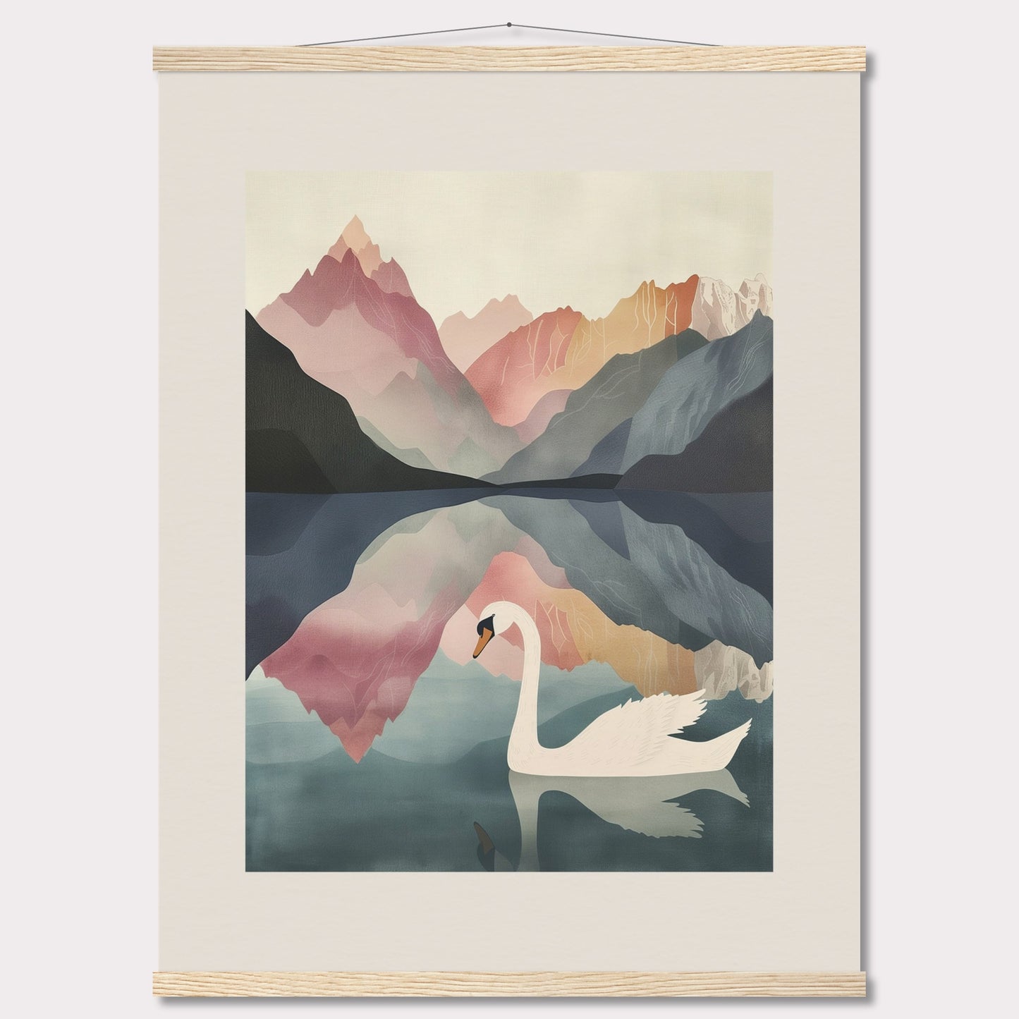 Poster titled 'White Swan on the Lake Geneva with Hanger' from ArtDarts