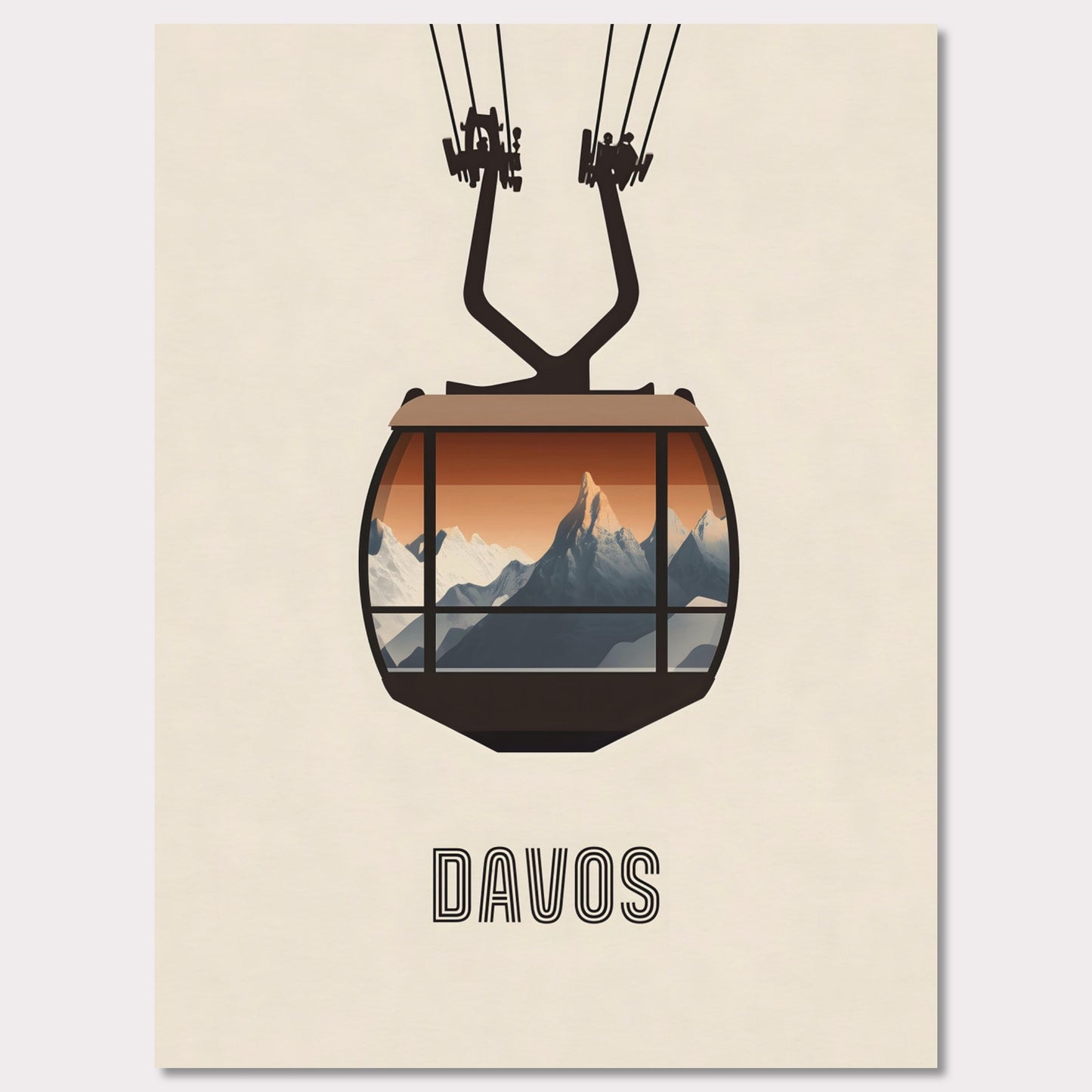 Poster titled 'Davos – Cable Car Journey' from ArtDarts