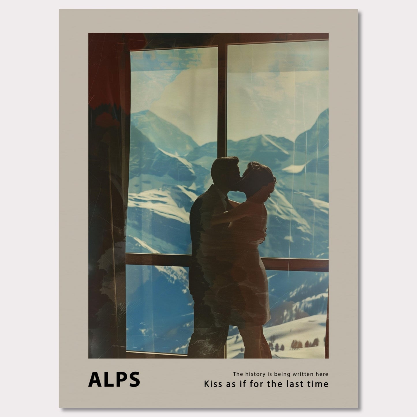 Poster titled 'Hugs at the Hotel Window Poster' from ArtDarts