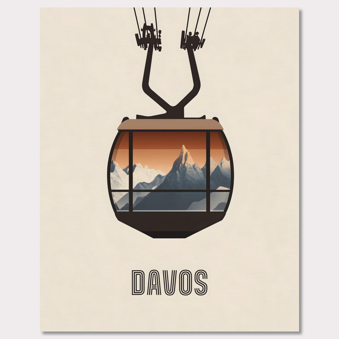 Poster titled 'Davos – Cable Car Journey' from ArtDarts