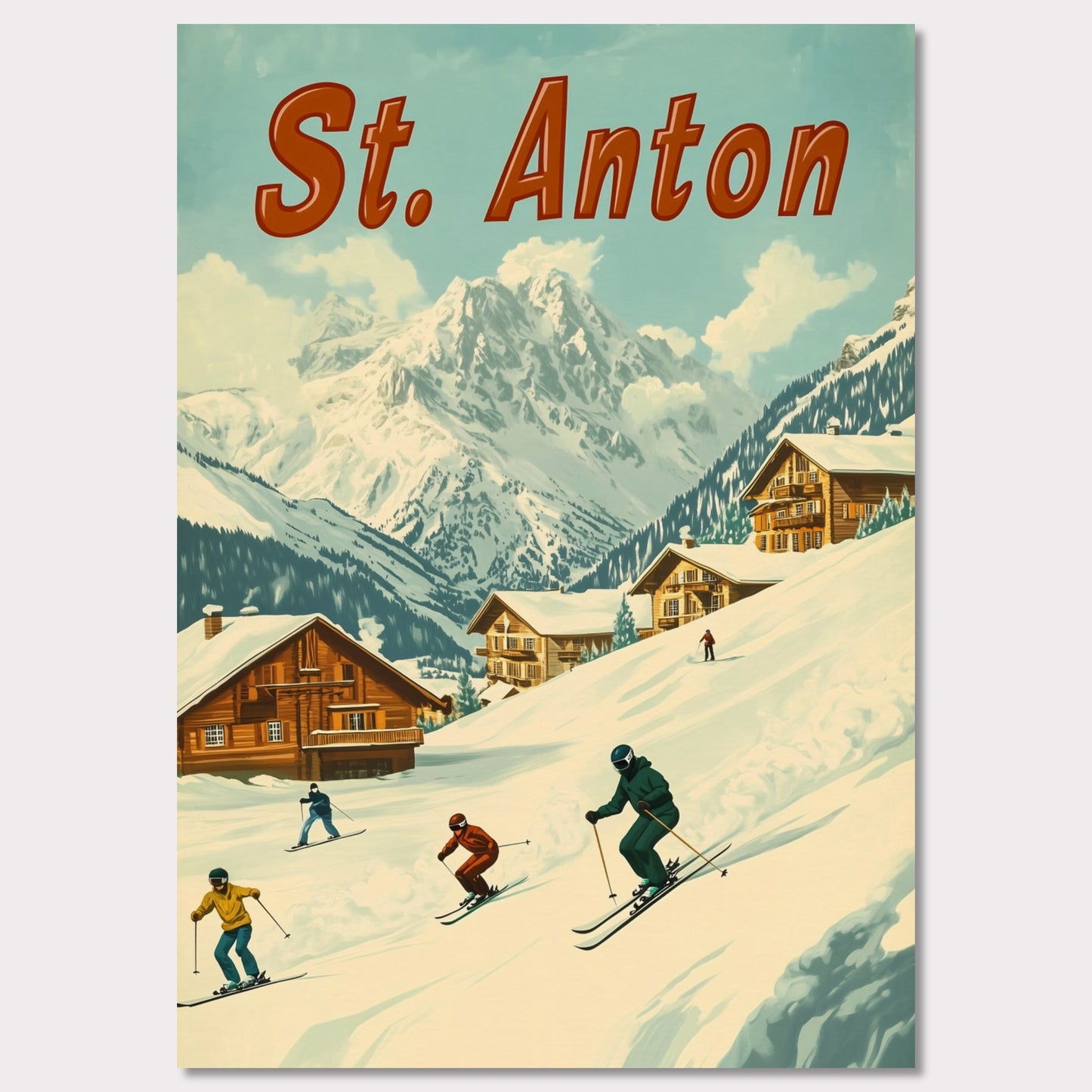 Poster titled 'St. Anton - Skiers’ Paradise' from ArtDarts