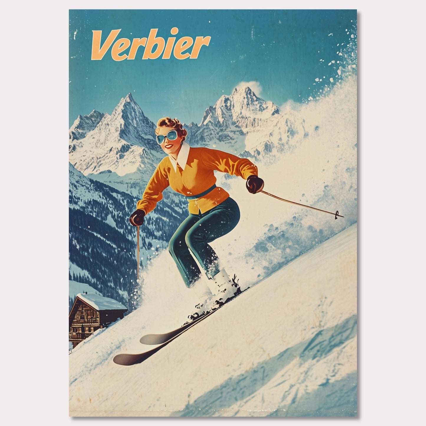Poster titled 'Verbier - Stylish Skier' from ArtDarts
