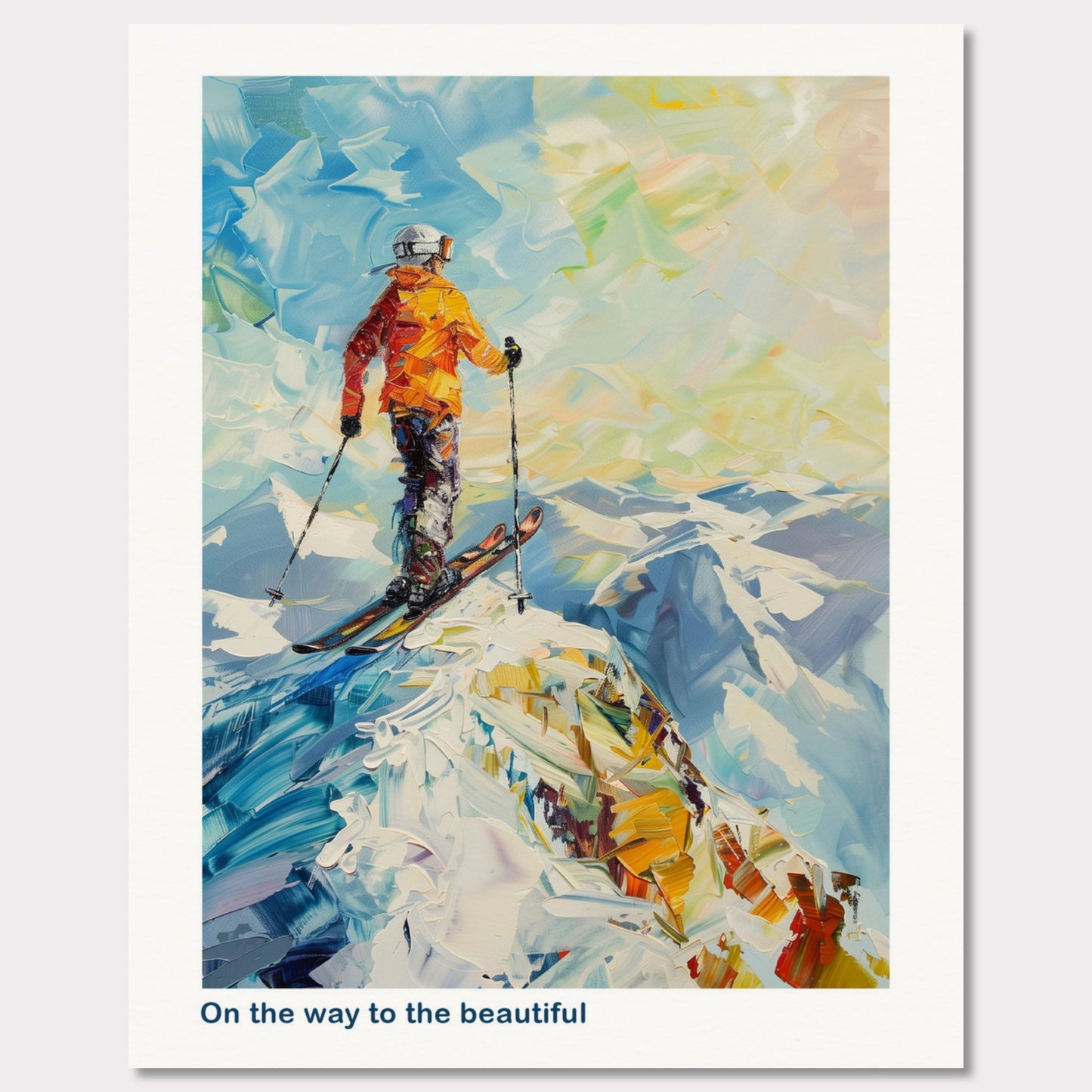 Poster titled 'Skier at the top of the Alps Poster' from ArtDarts