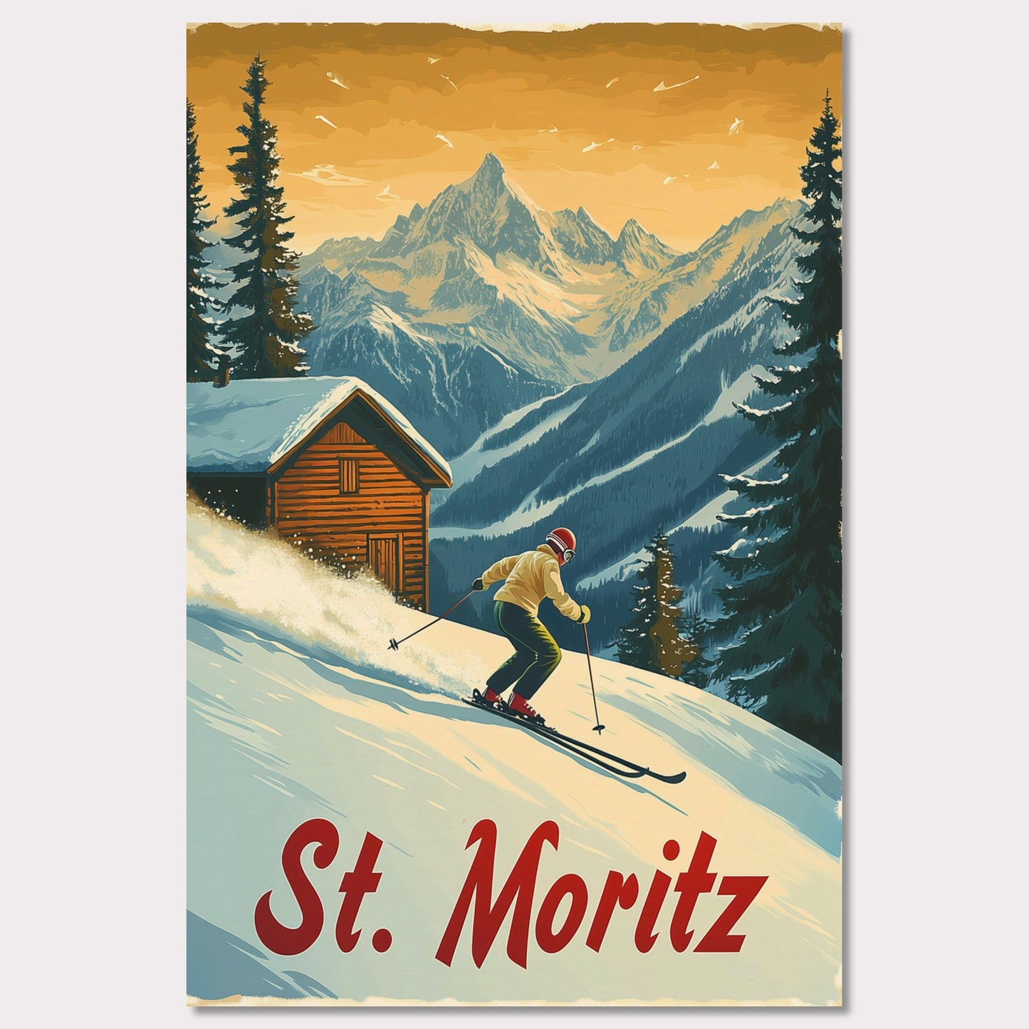 Poster titled 'St. Moritz - Alpine Skiing Adventure' from ArtDarts