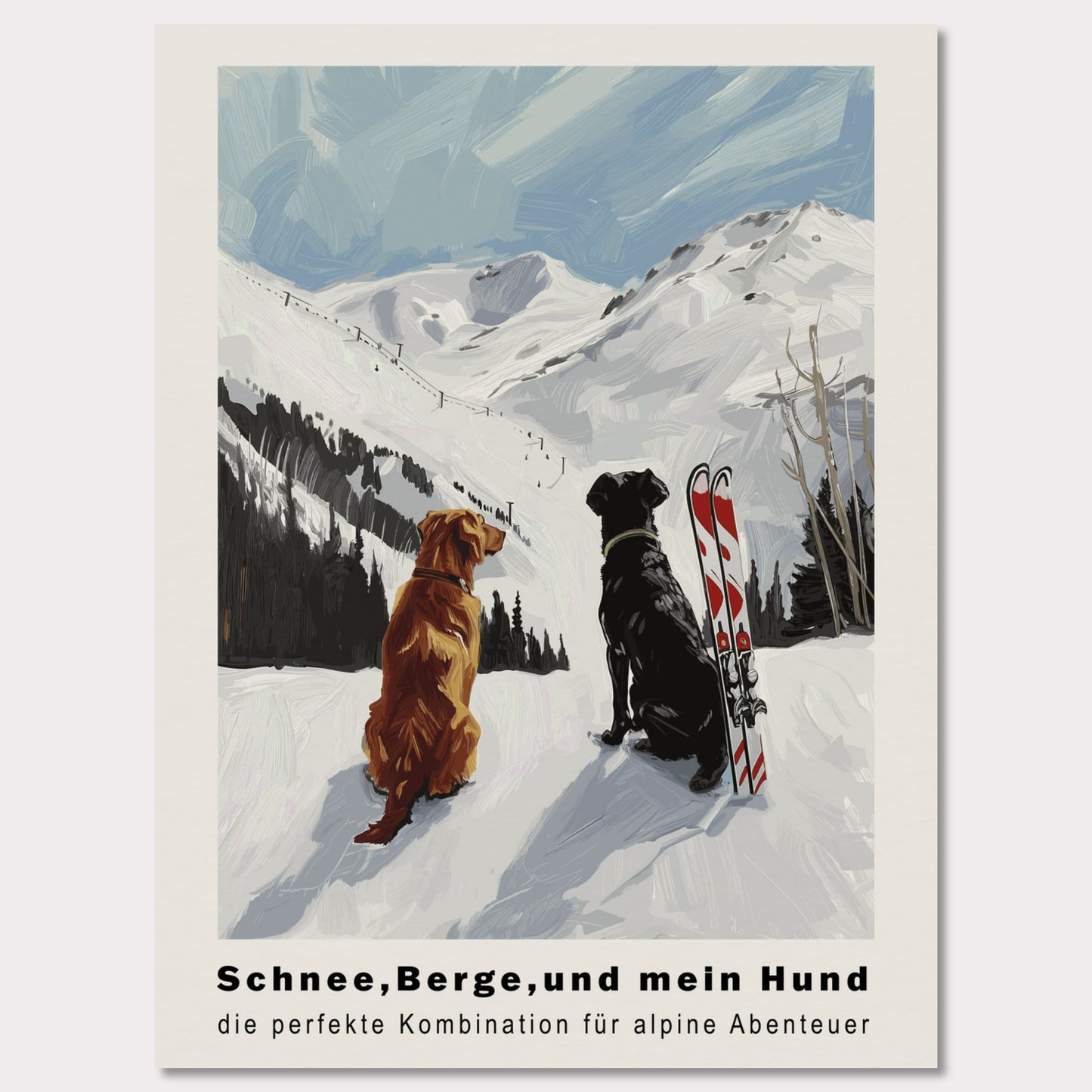 Poster titled 'Snow. Mountains And my dog Poster' from ArtDarts