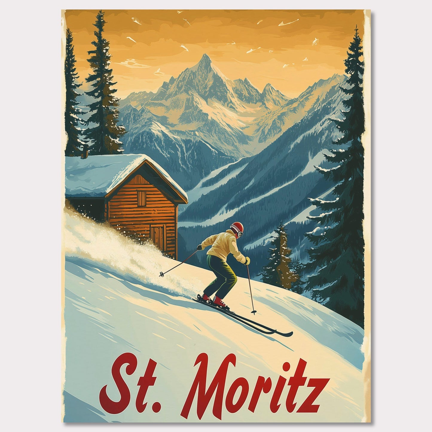 Poster titled 'St. Moritz - Alpine Skiing Adventure' from ArtDarts