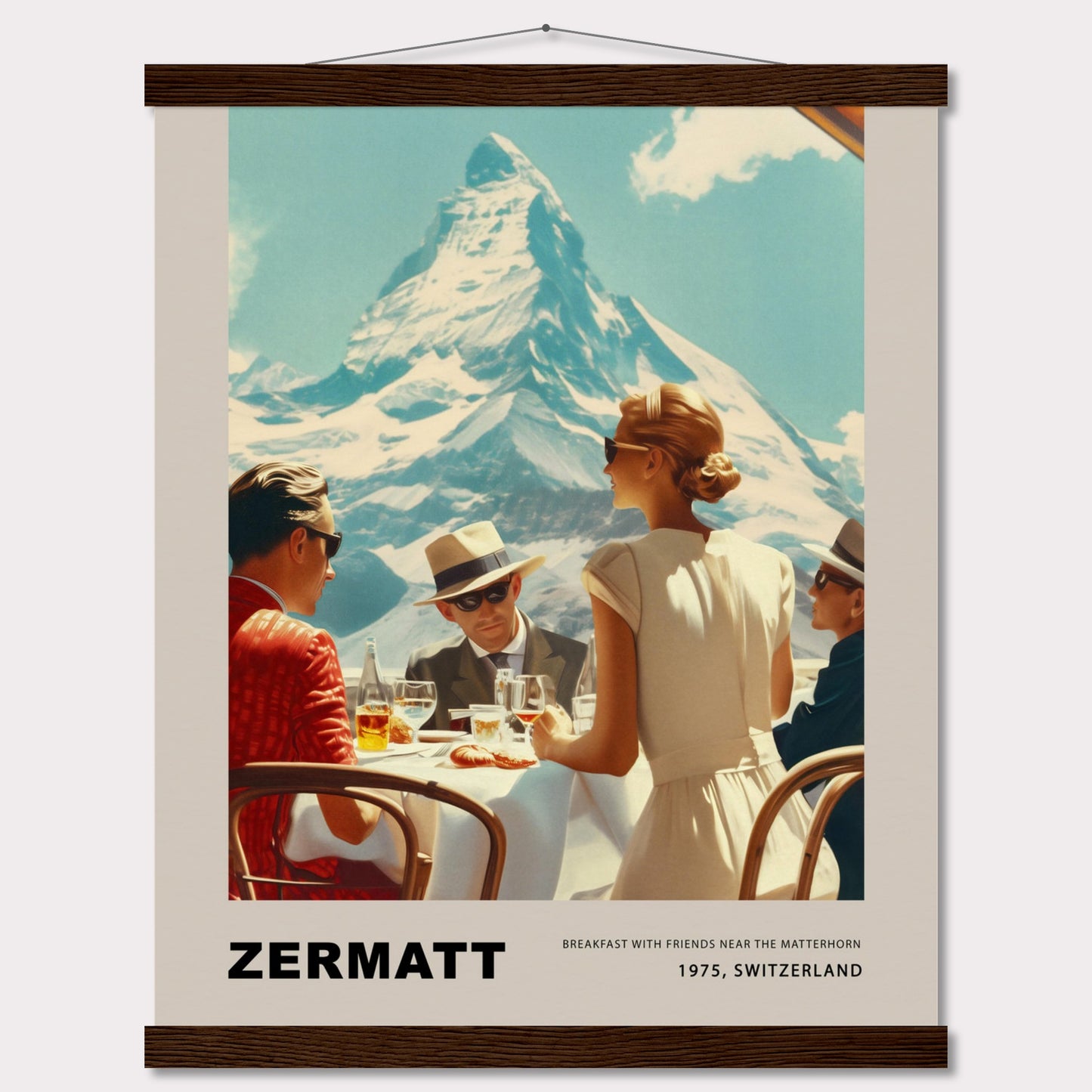 Poster titled 'Breakfast in Zermatt with Hanger' from ArtDarts