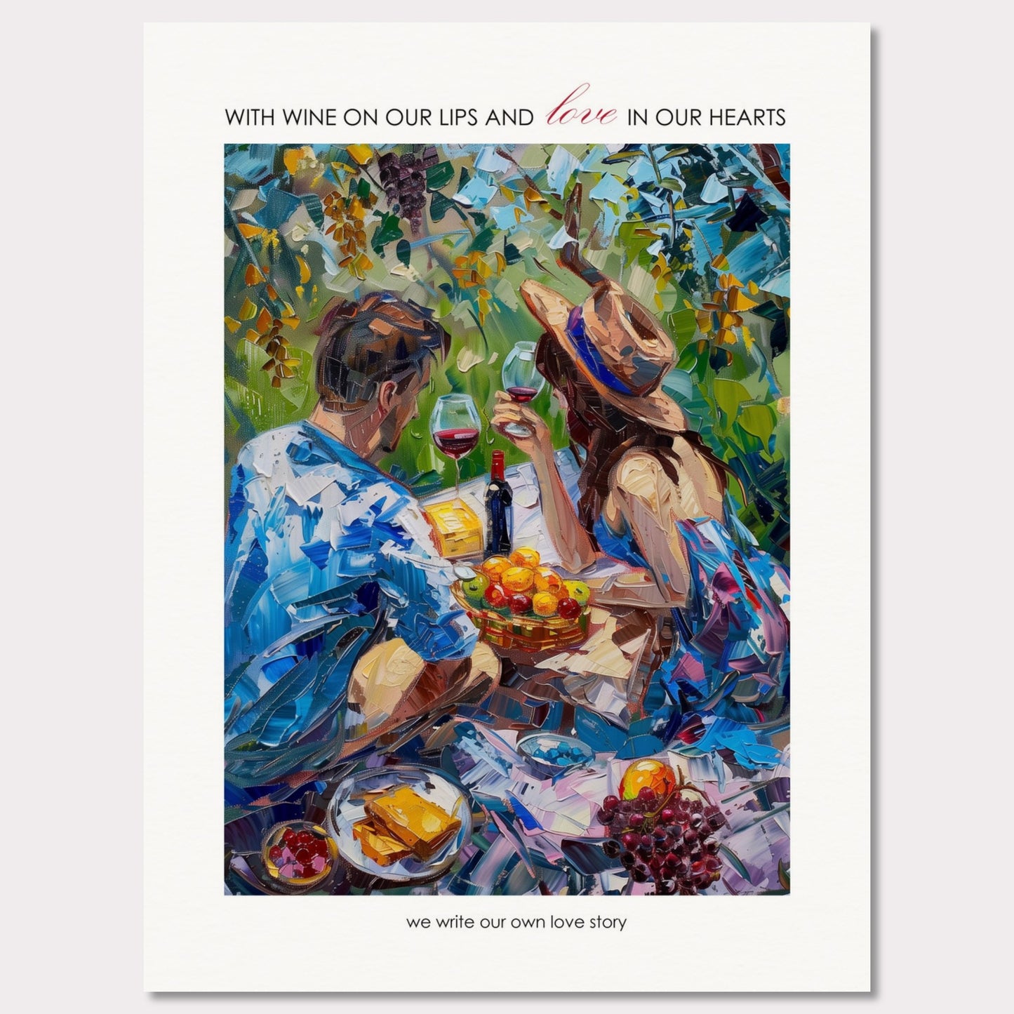 Poster titled 'Couple on a summer picnic Poster' from ArtDarts