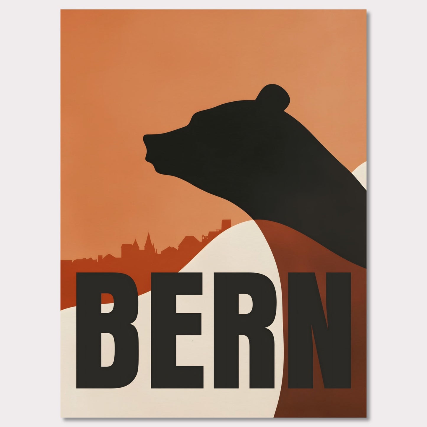 Poster titled 'Bern Silhouette: Harmony in Shadows' from ArtDarts