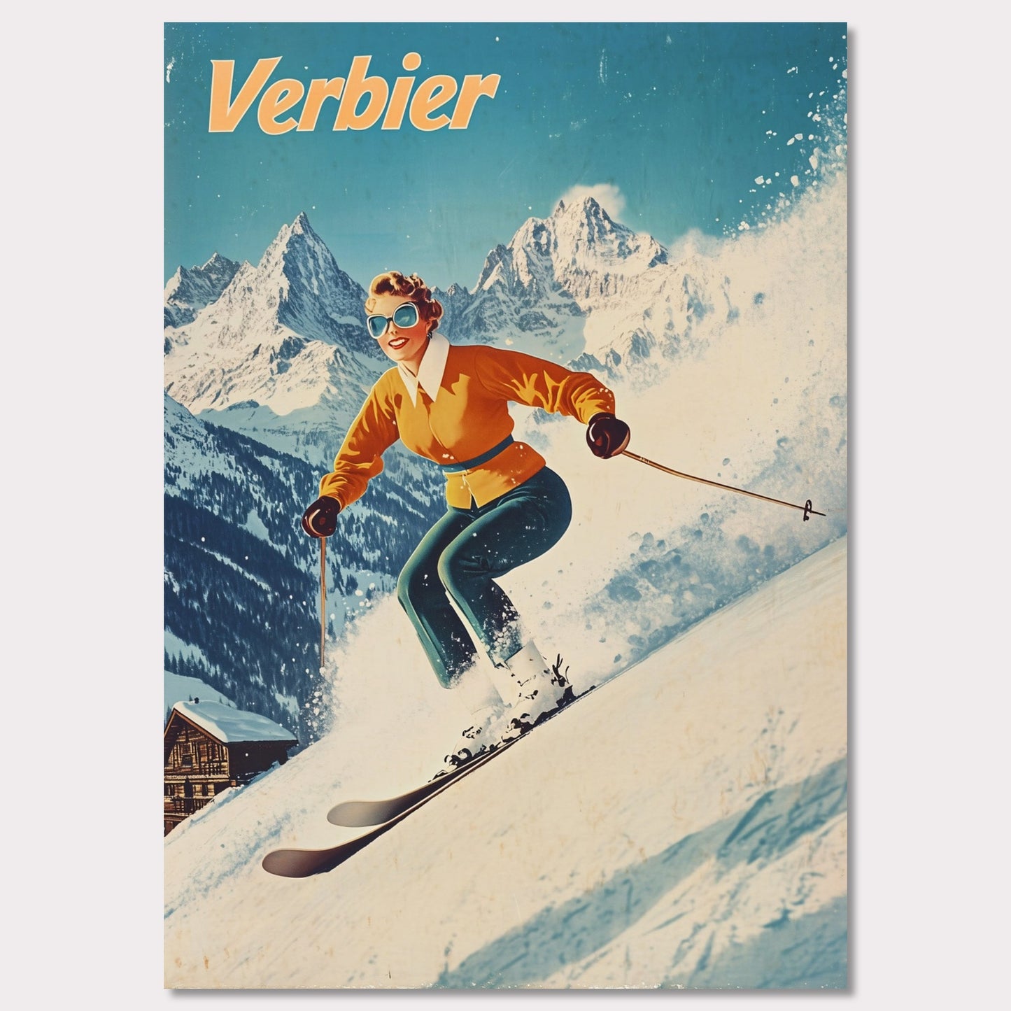Poster titled 'Verbier - Stylish Skier' from ArtDarts