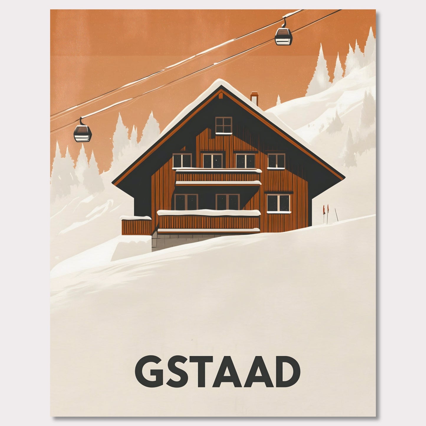 Poster titled 'Gstaad – Alpine Chalet Escape' from ArtDarts