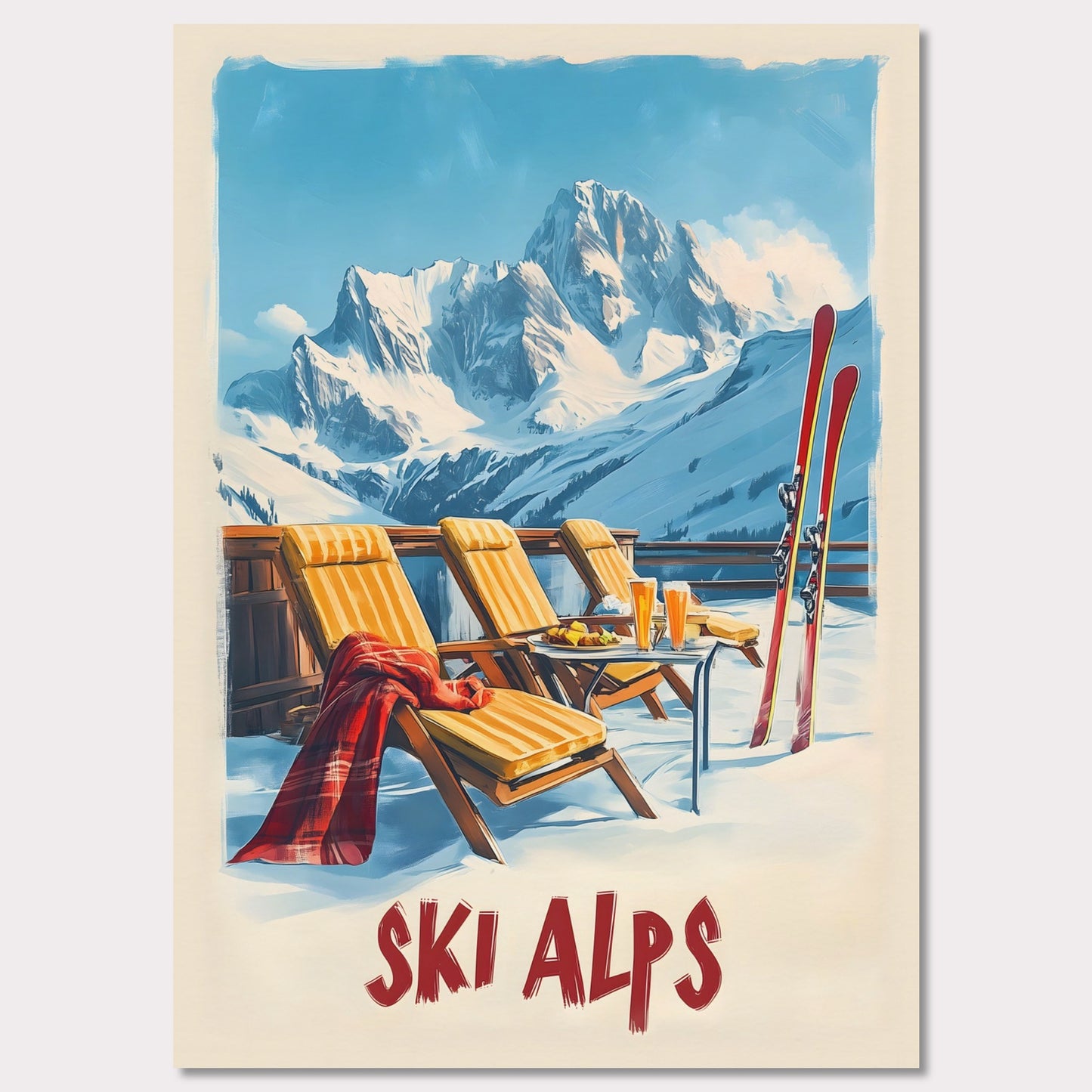 Poster titled 'Sunny Ski Alps Escape' from ArtDarts
