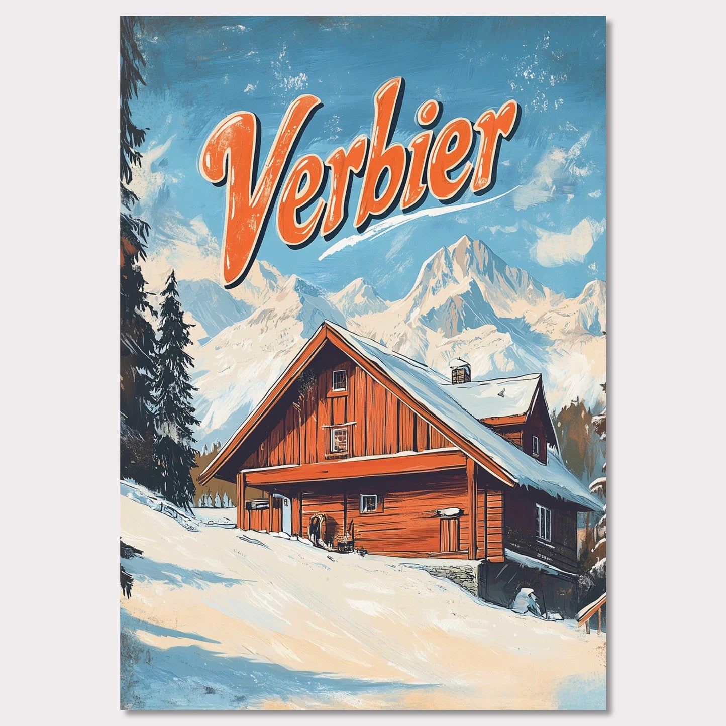 Poster titled 'Verbier - Mountain Chalet' from ArtDarts