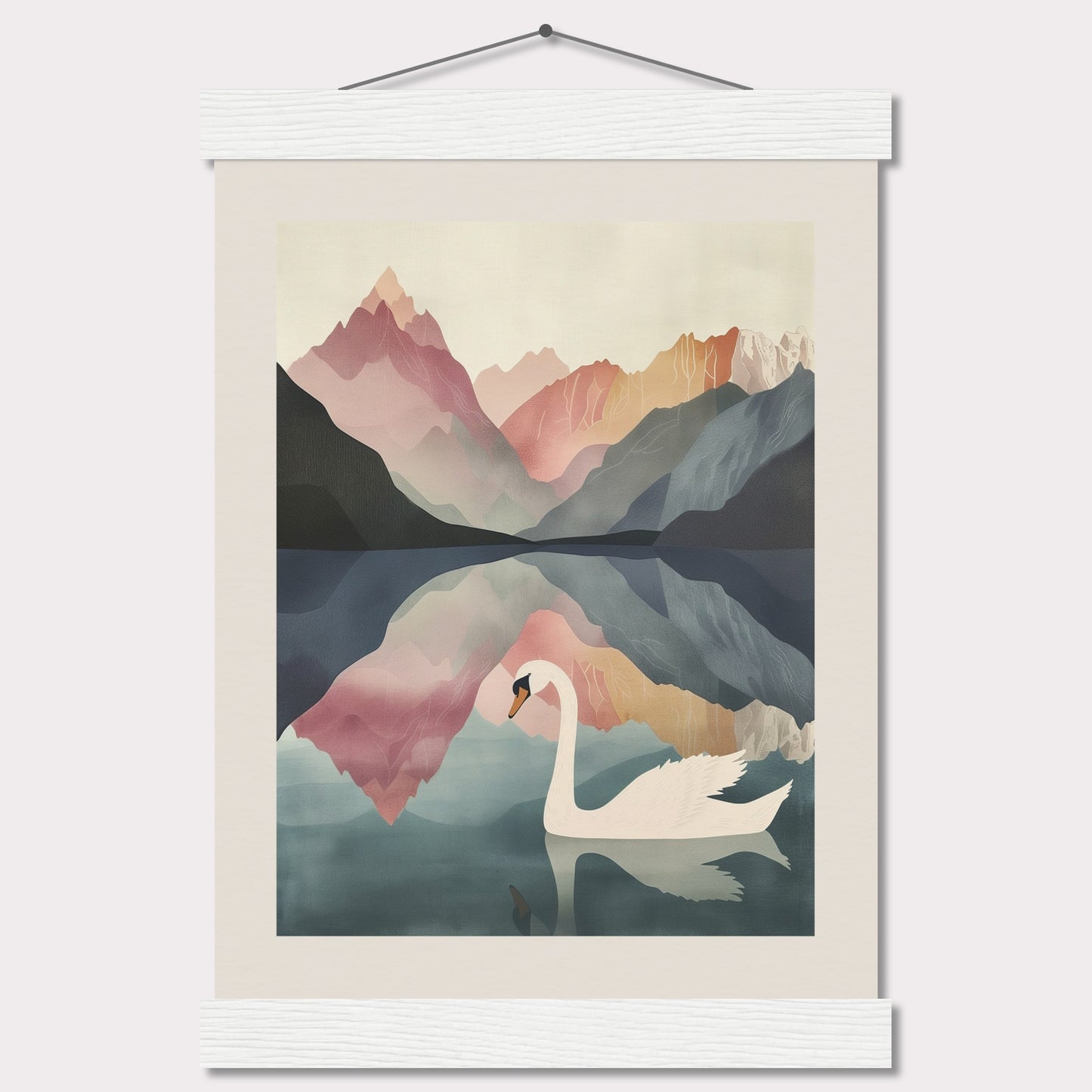 Poster titled 'White Swan on the Lake Geneva with Hanger' from ArtDarts