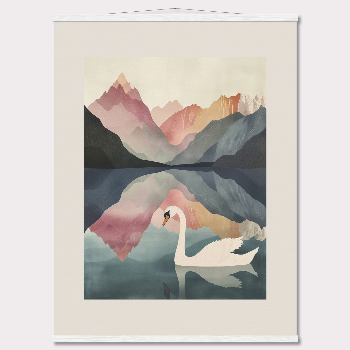 Poster titled 'White Swan on the Lake Geneva with Hanger' from ArtDarts