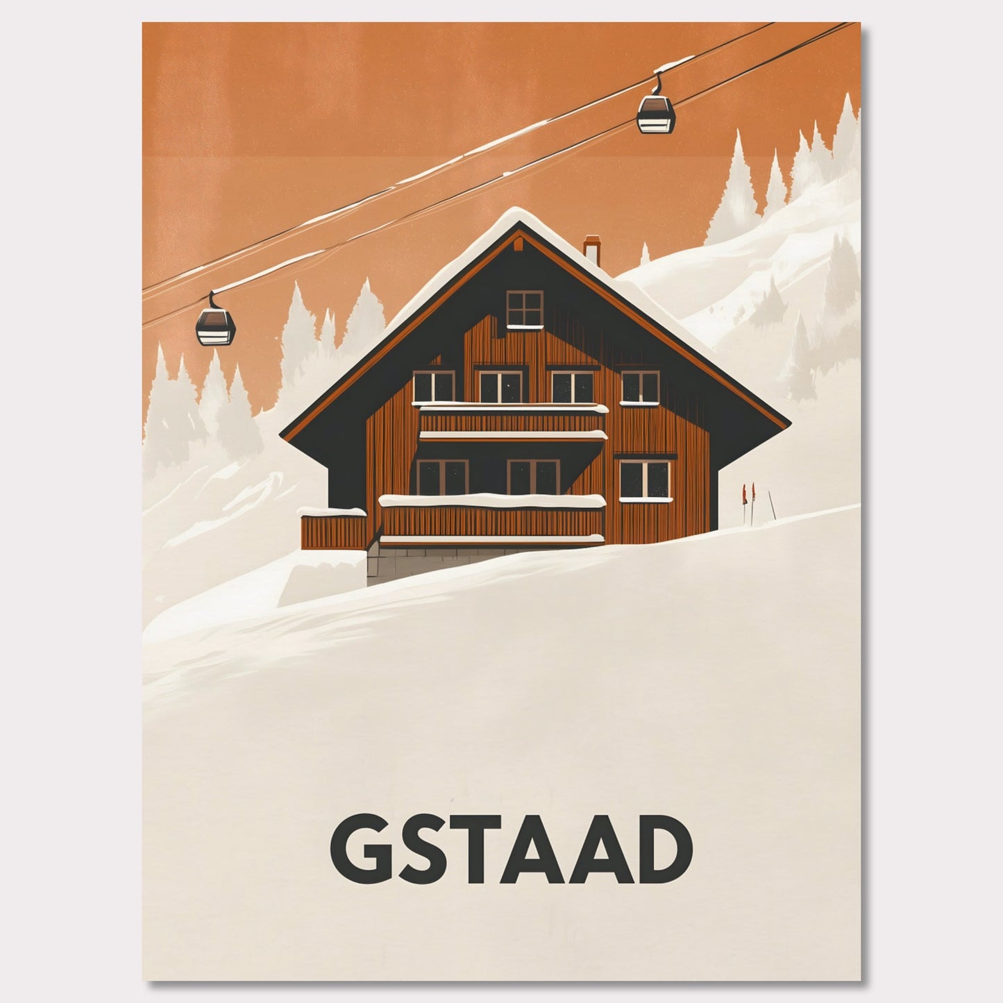 Poster titled 'Gstaad – Alpine Chalet Escape' from ArtDarts