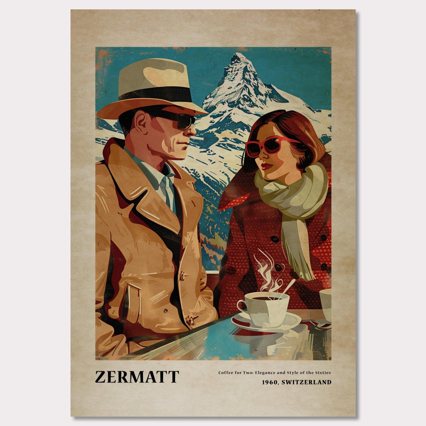 Poster titled 'Coffee for Two,Zermatt' from ArtDarts