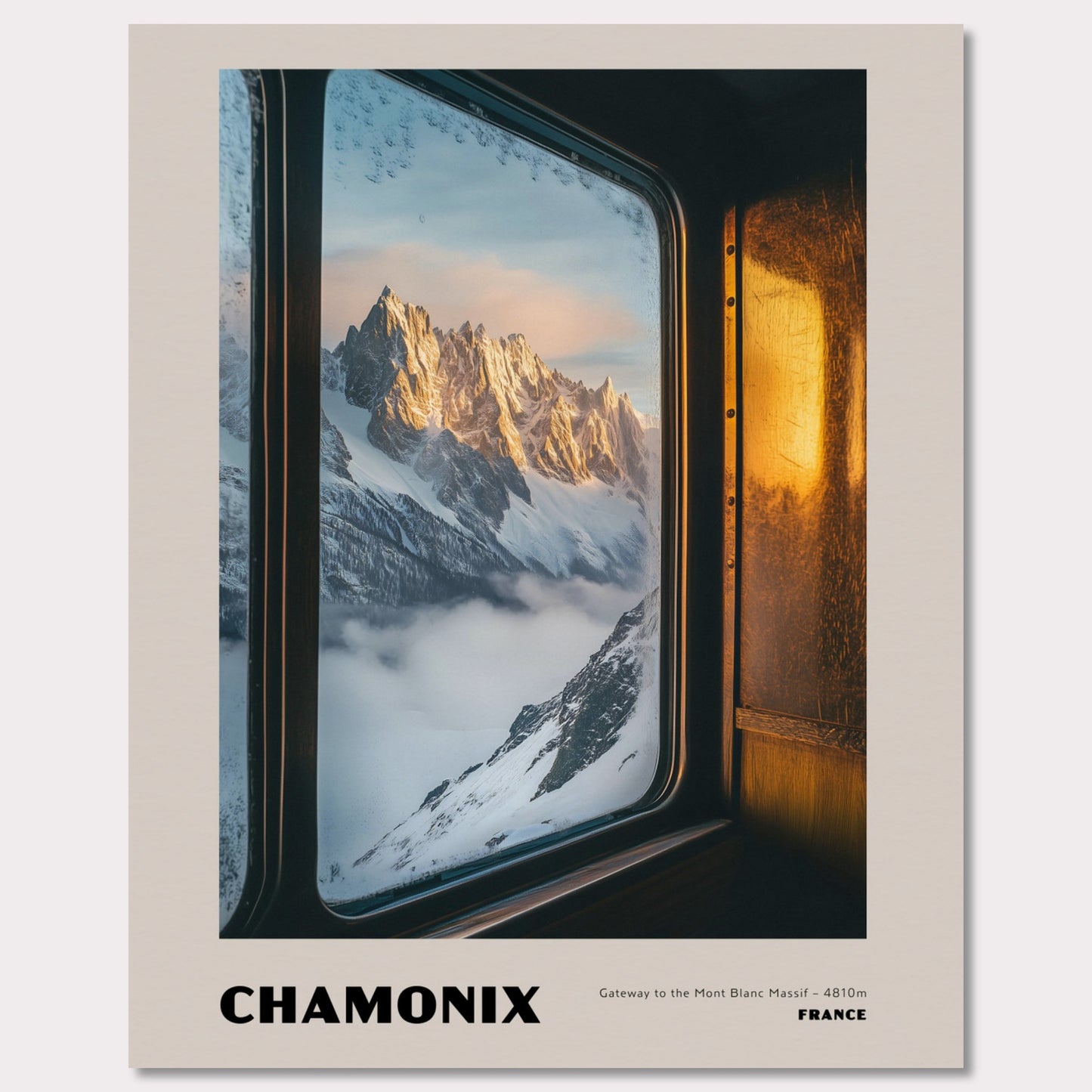 Poster titled 'CHAMONIX. Gateway to the Mont Blanc Massif' from ArtDarts
